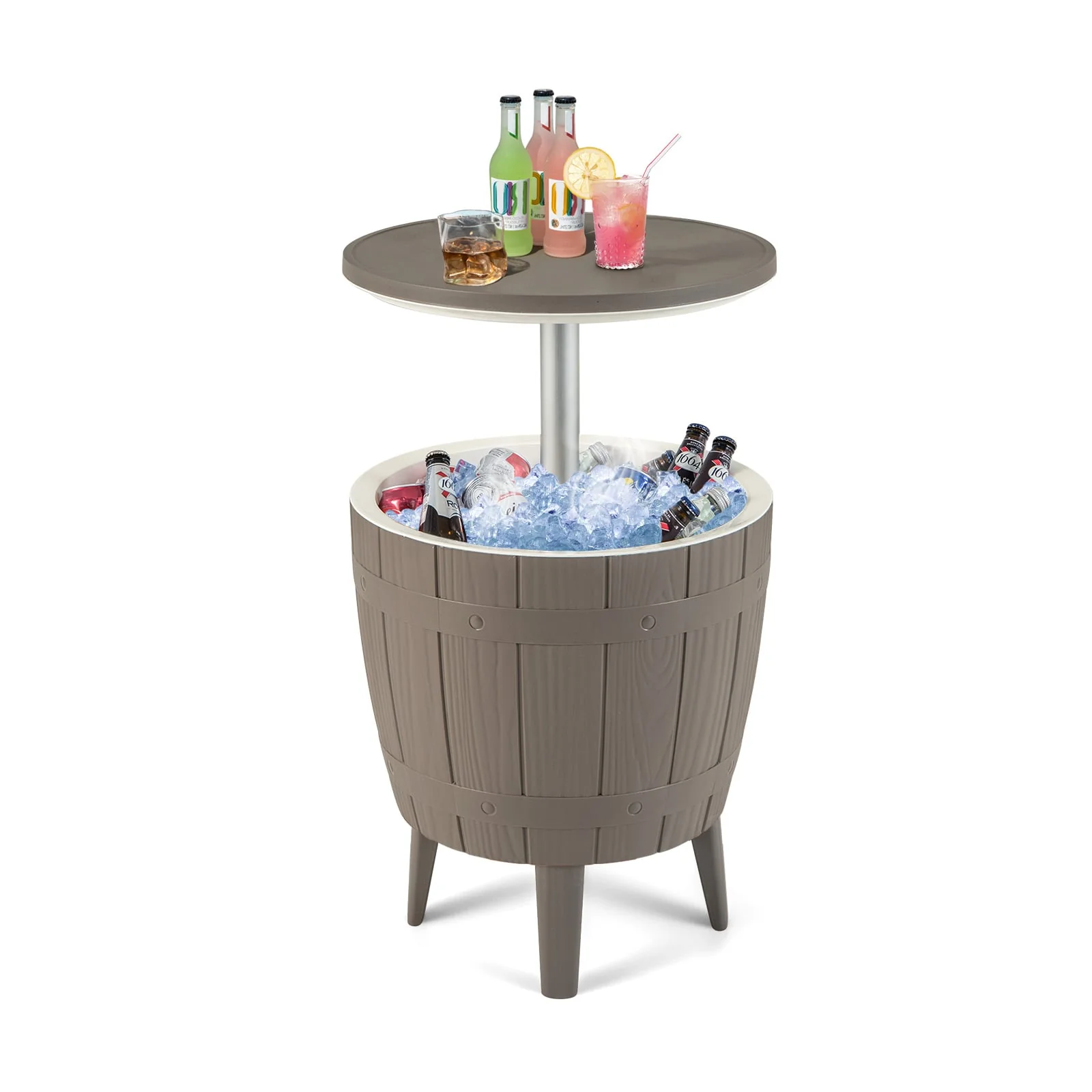 10 Gallon Cooler Bar Table, Outdoor Coffee Table, Brown - Image 4