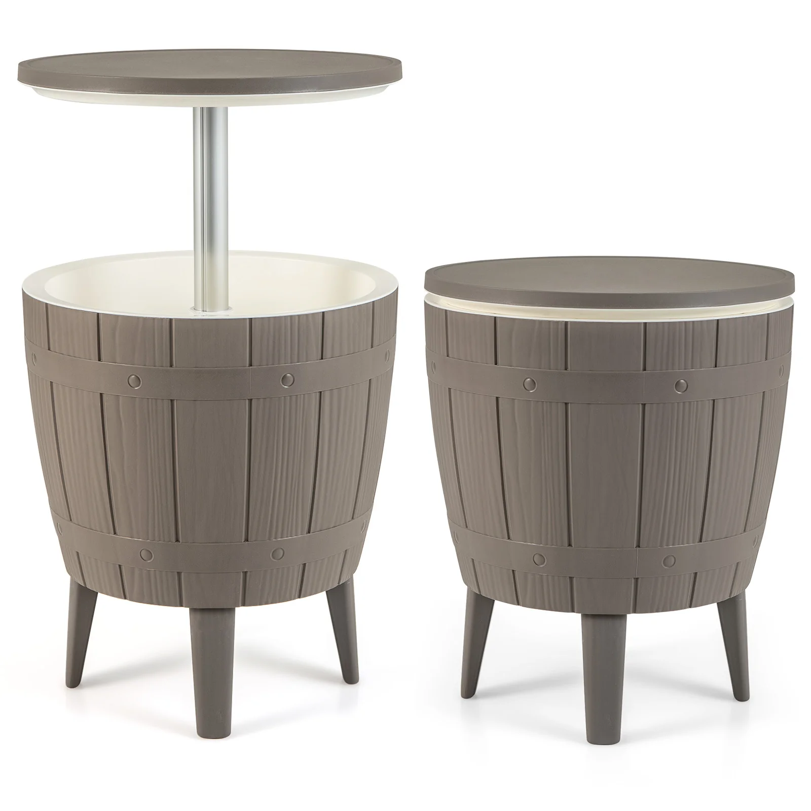 10 Gallon Cooler Bar Table, Outdoor Coffee Table, Brown - Image 5