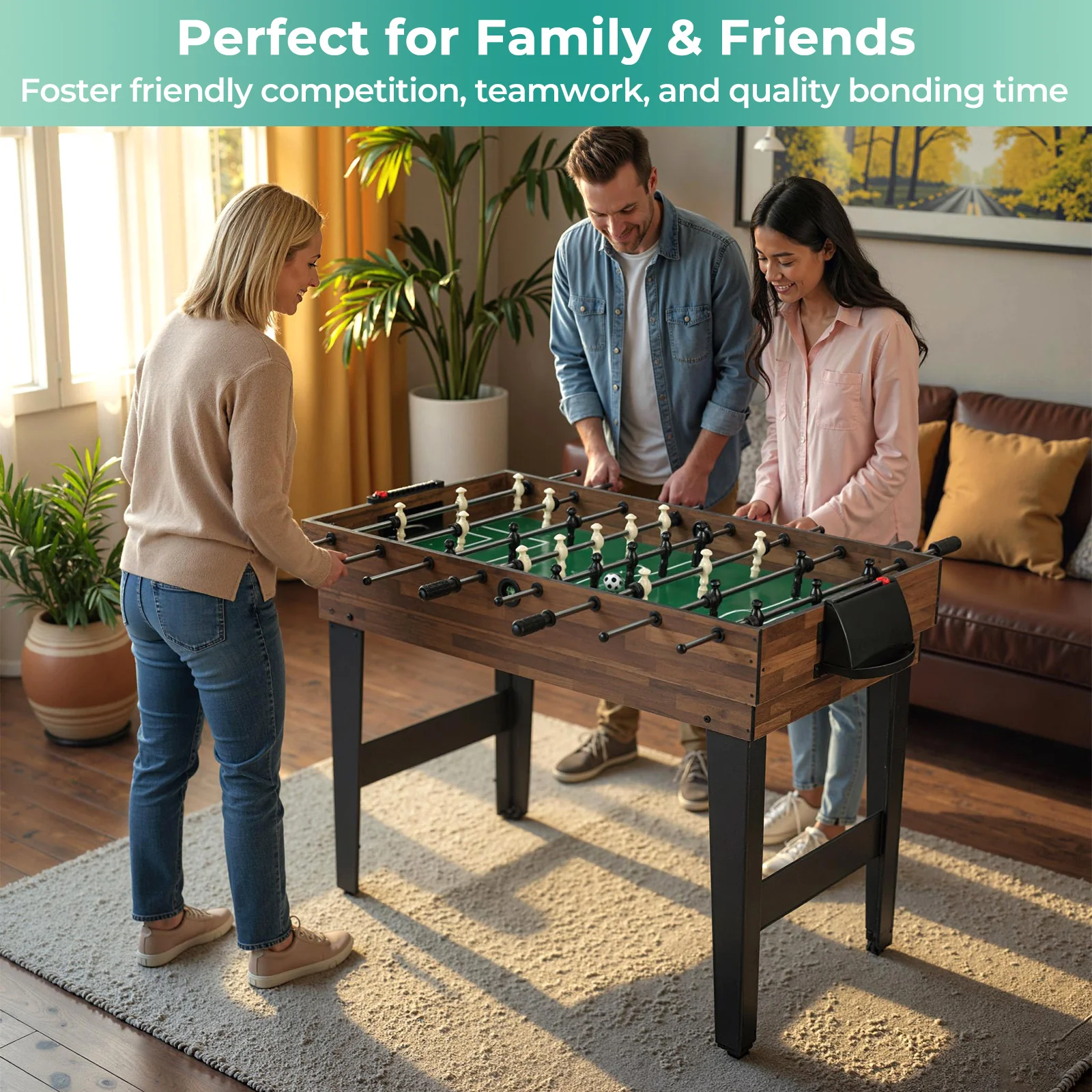 10-In-1 Combo Game Table Set, 50Inch Multi-Game, Brown - Image 4