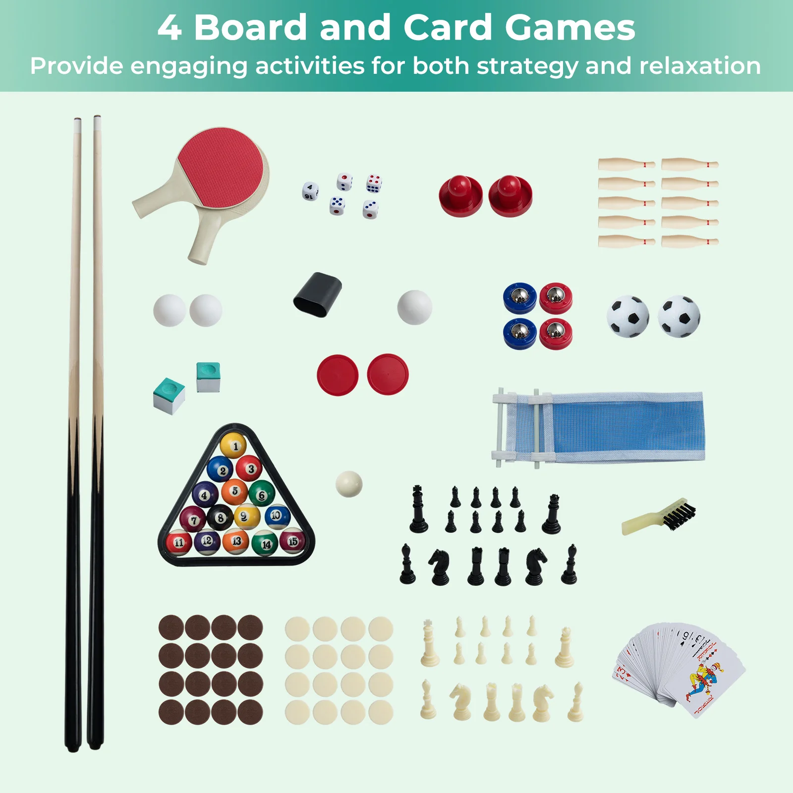 10-In-1 Combo Game Table Set, 50Inch Multi-Game, Brown - Image 7