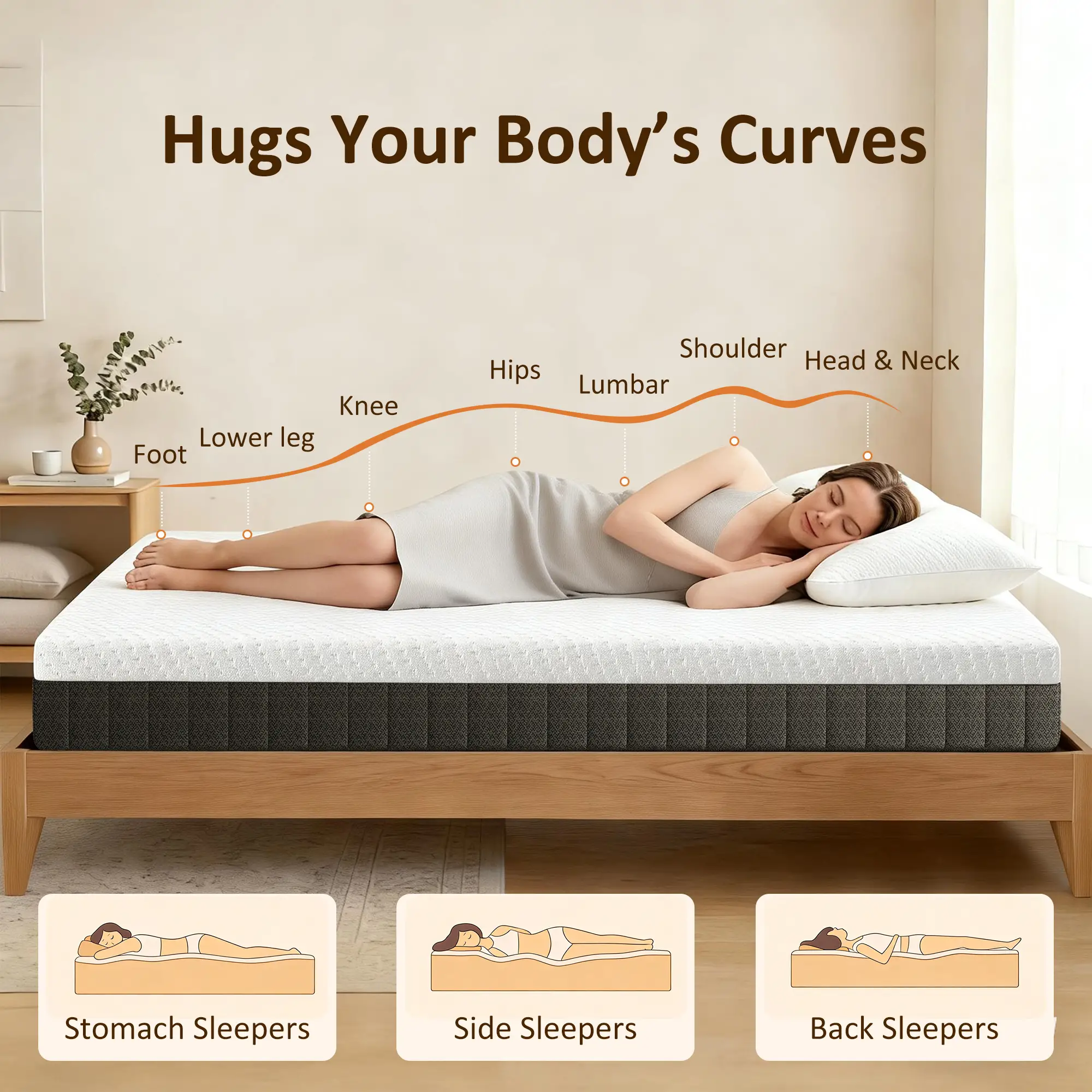 10 Inch King Mattress, Pressure Relief, Lumbar Support, Medium Firm - Image 5