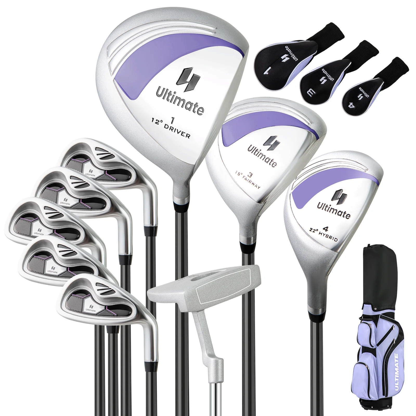 10 Piece Ladies Golf Club Set, Alloy Driver, Purple
