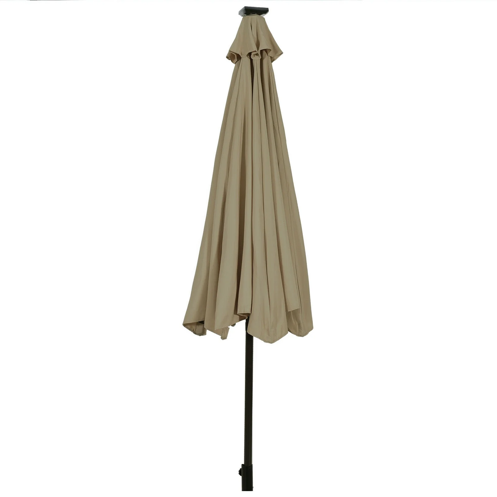 10' Solar LED Patio Umbrella, Tilt Adjustment Crank, Tan - Image 5