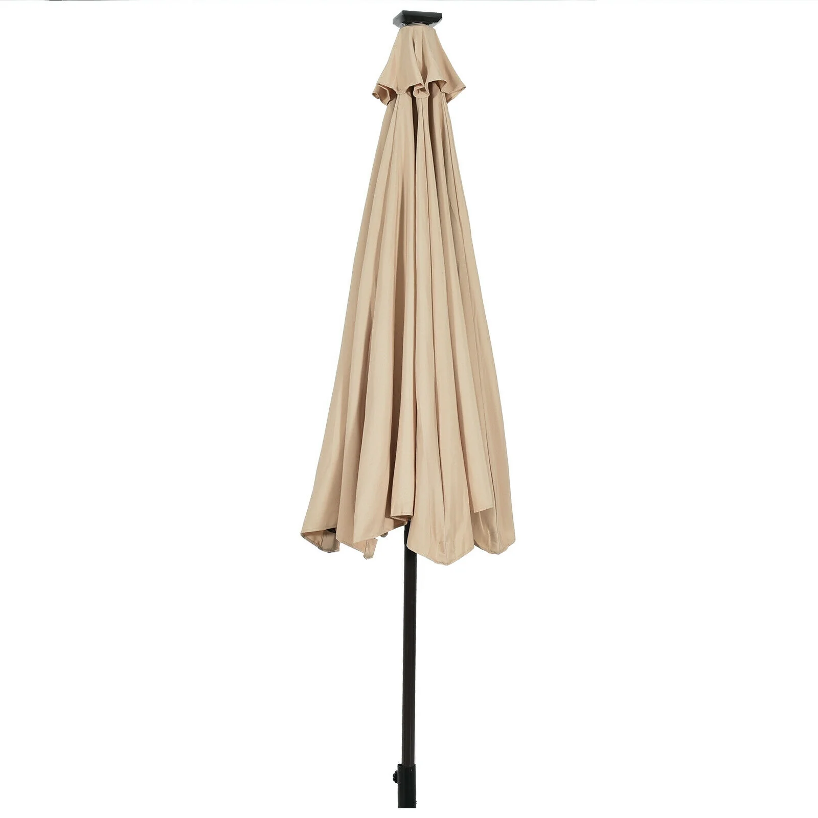 10' Solar LED Patio Umbrella, Tilt Crank, Beige - Image 5