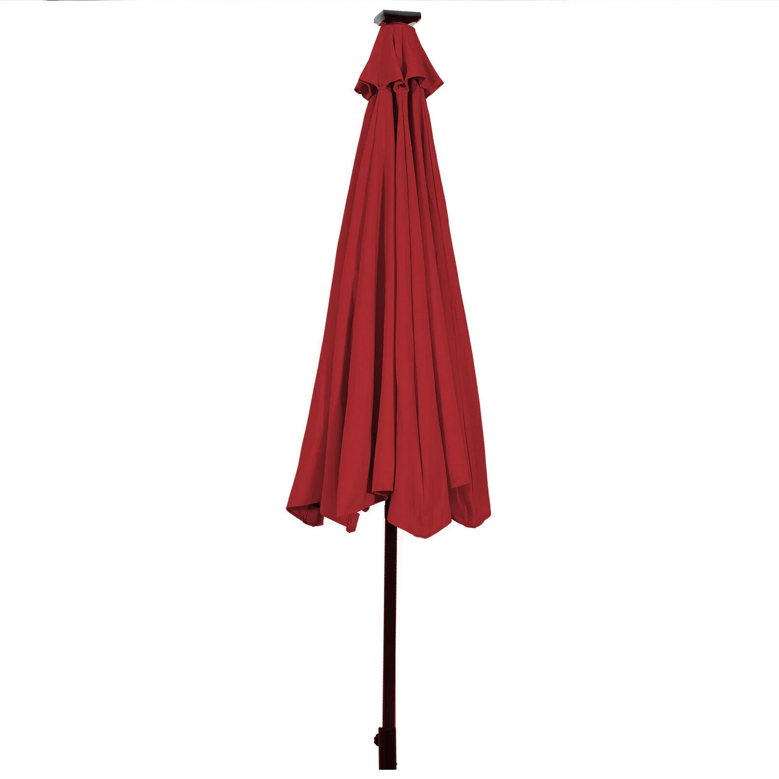 10' Solar LED Patio Umbrella, Tilt Crank, Dark Red - Image 5