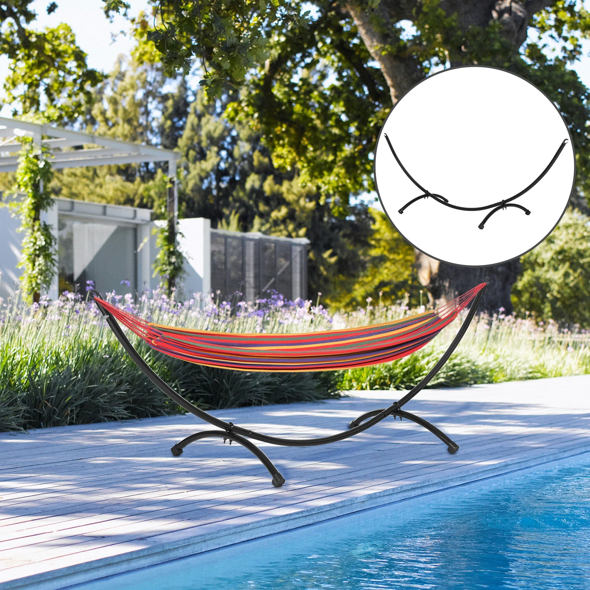 10' Steel Hammock Stand, Garden, Camping, Outdoor, Black - Image 2
