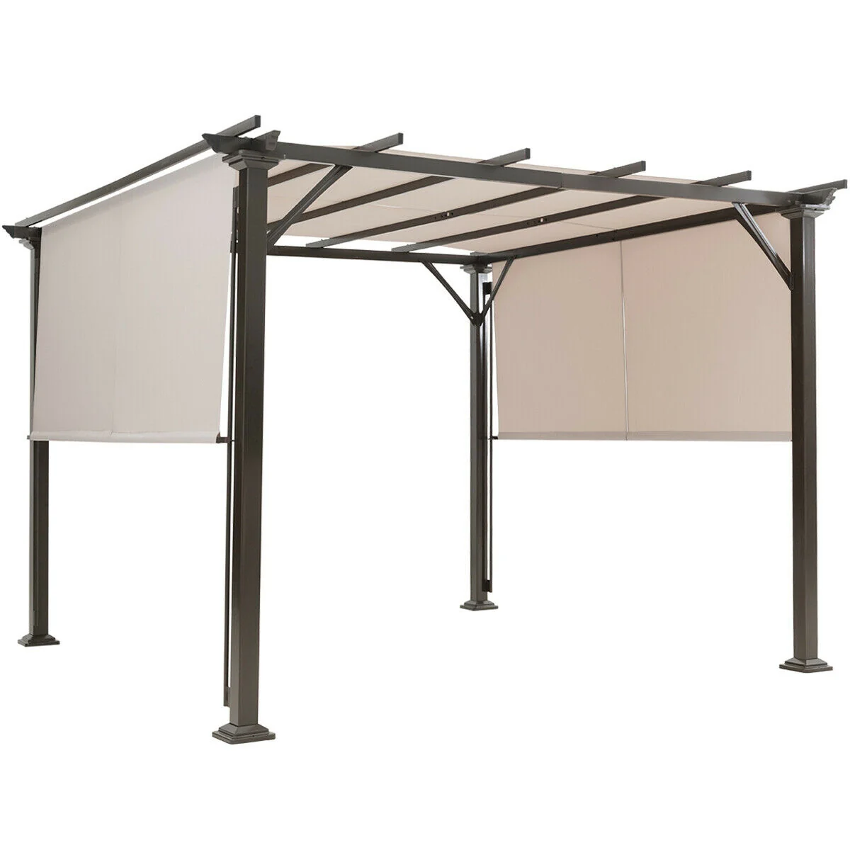 10 x 10 Feet Metal Frame Patio Shelter, Beige