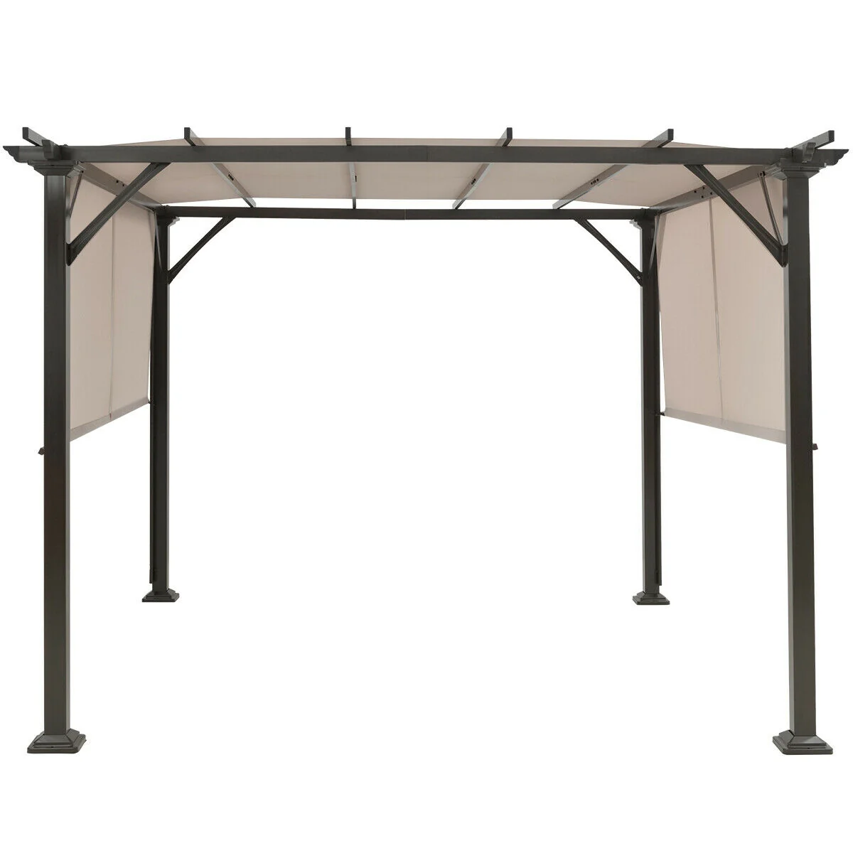 10 x 10 Feet Metal Frame Patio Shelter, Beige - Image 10