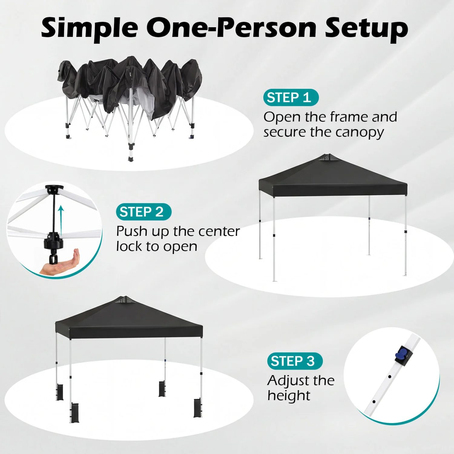 10 x 10 Feet Outdoor Commercial Pop Up Canopy Tent, Black - Image 10