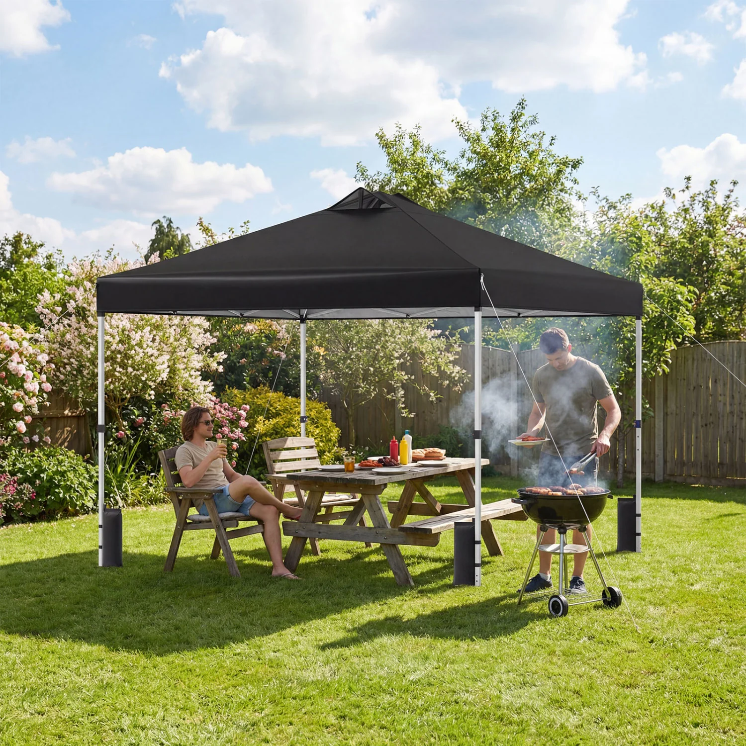 10 x 10 Feet Outdoor Commercial Pop Up Canopy Tent, Black - Image 3