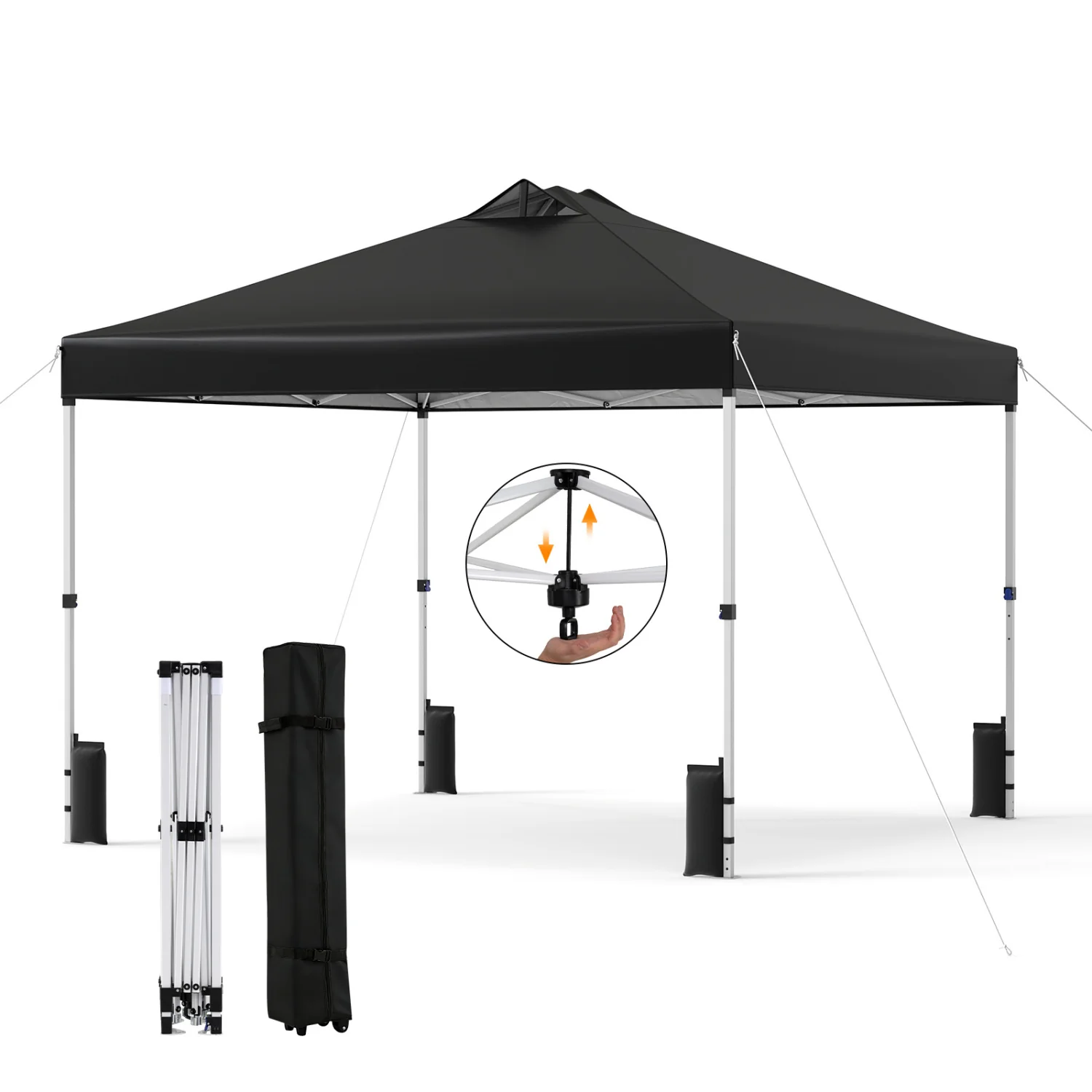 10 x 10 Feet Outdoor Commercial Pop Up Canopy Tent, Black - Image 5