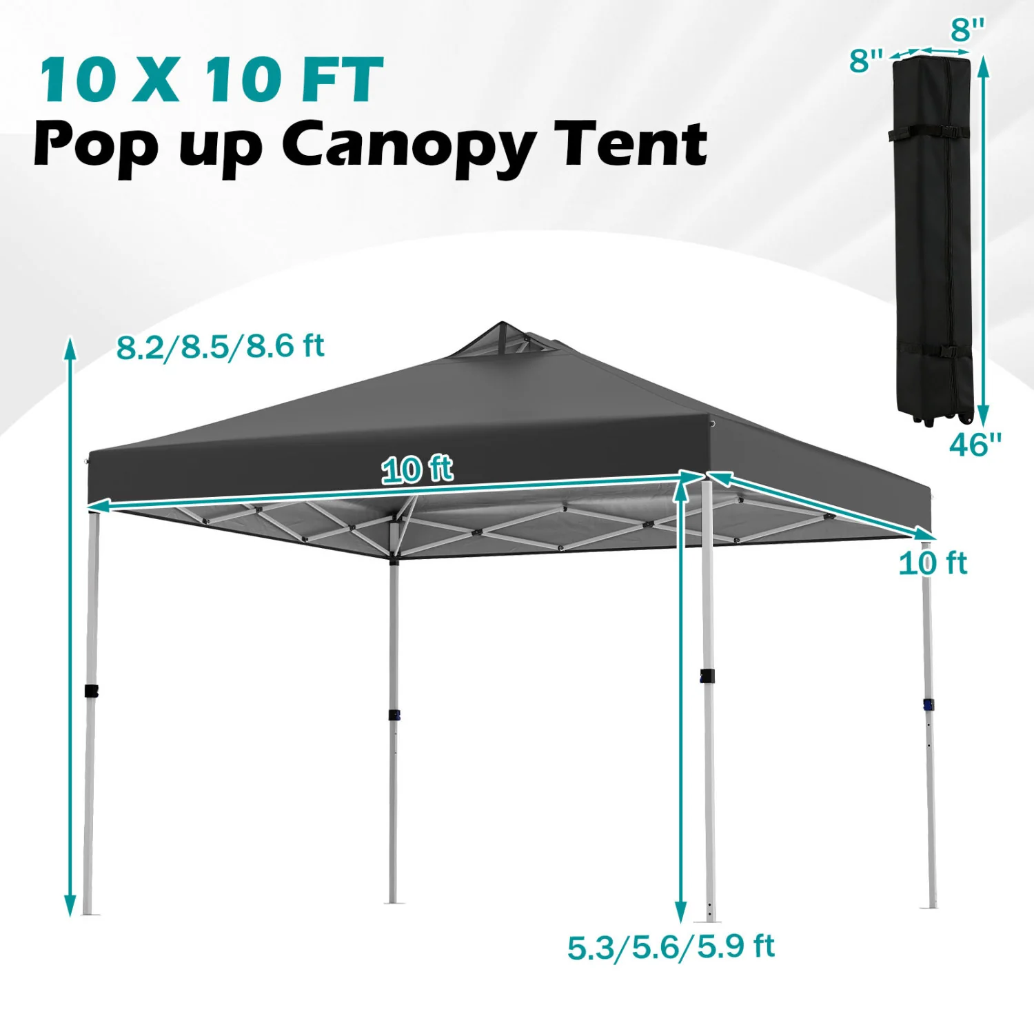 10 x 10 Feet Outdoor Commercial Pop Up Canopy Tent, Black - Image 6