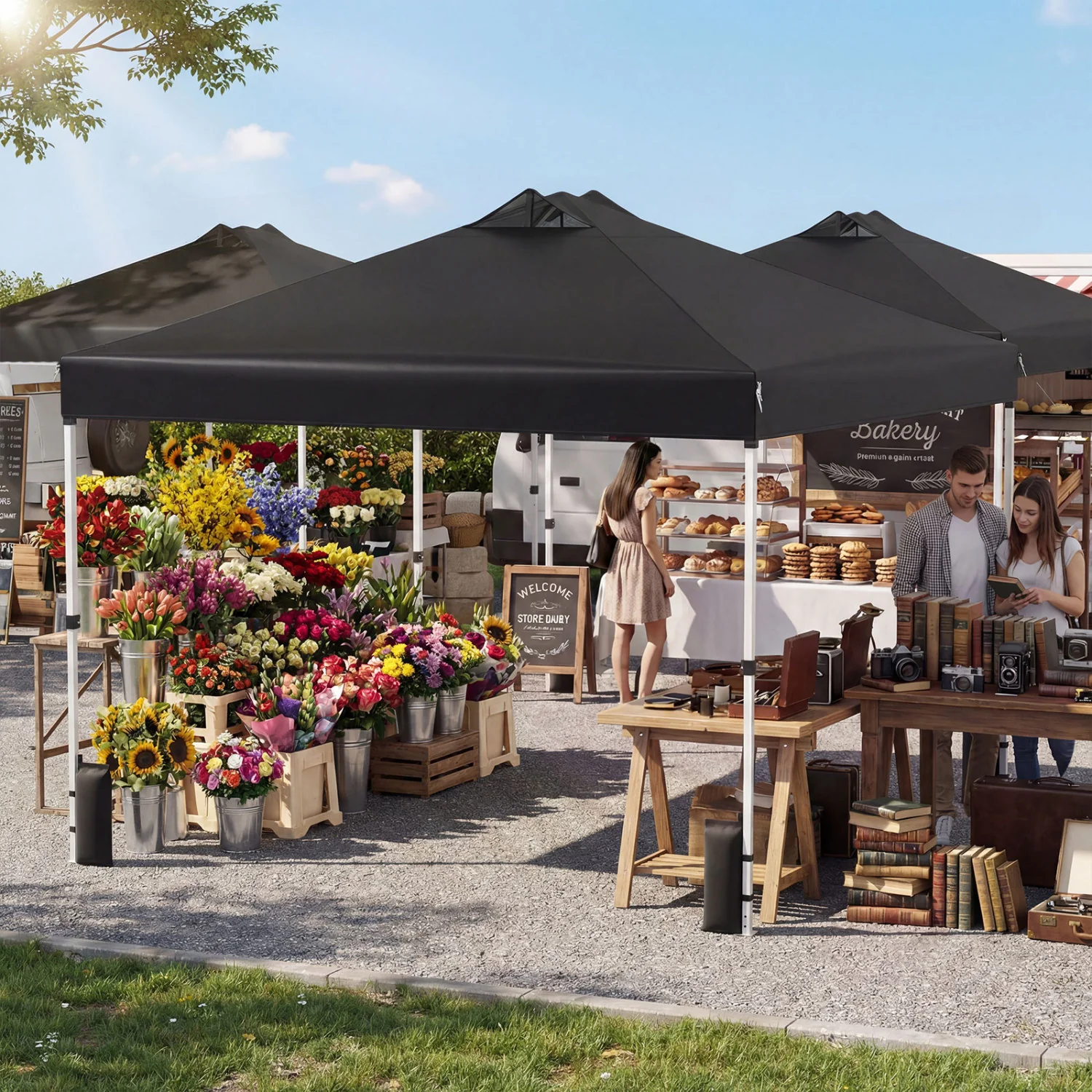 10 x 10 Feet Outdoor Commercial Pop Up Canopy Tent, Black - Image 7