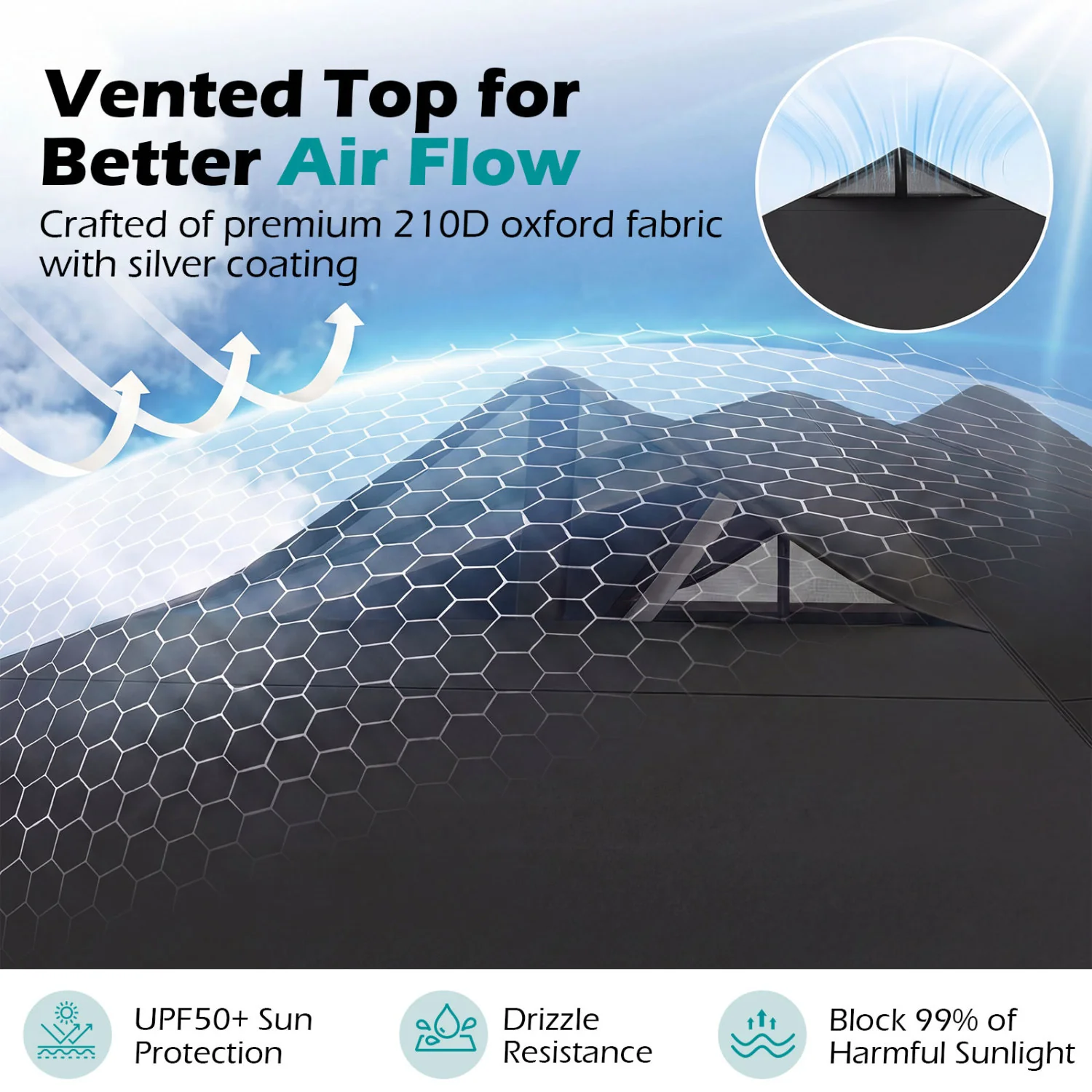 10 x 10 Feet Outdoor Commercial Pop Up Canopy Tent, Black - Image 8