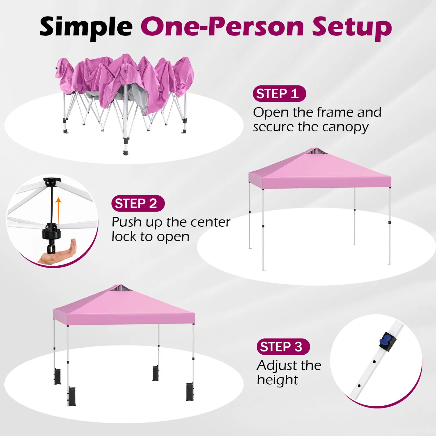 10 x 10 Feet Outdoor Commercial Pop Up Canopy Tent, Pink - Image 10