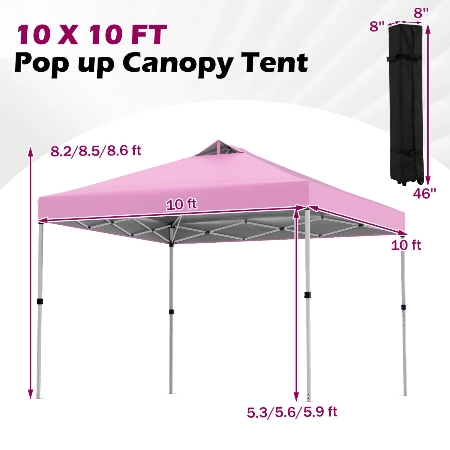 10 x 10 Feet Outdoor Commercial Pop Up Canopy Tent, Pink - Image 6