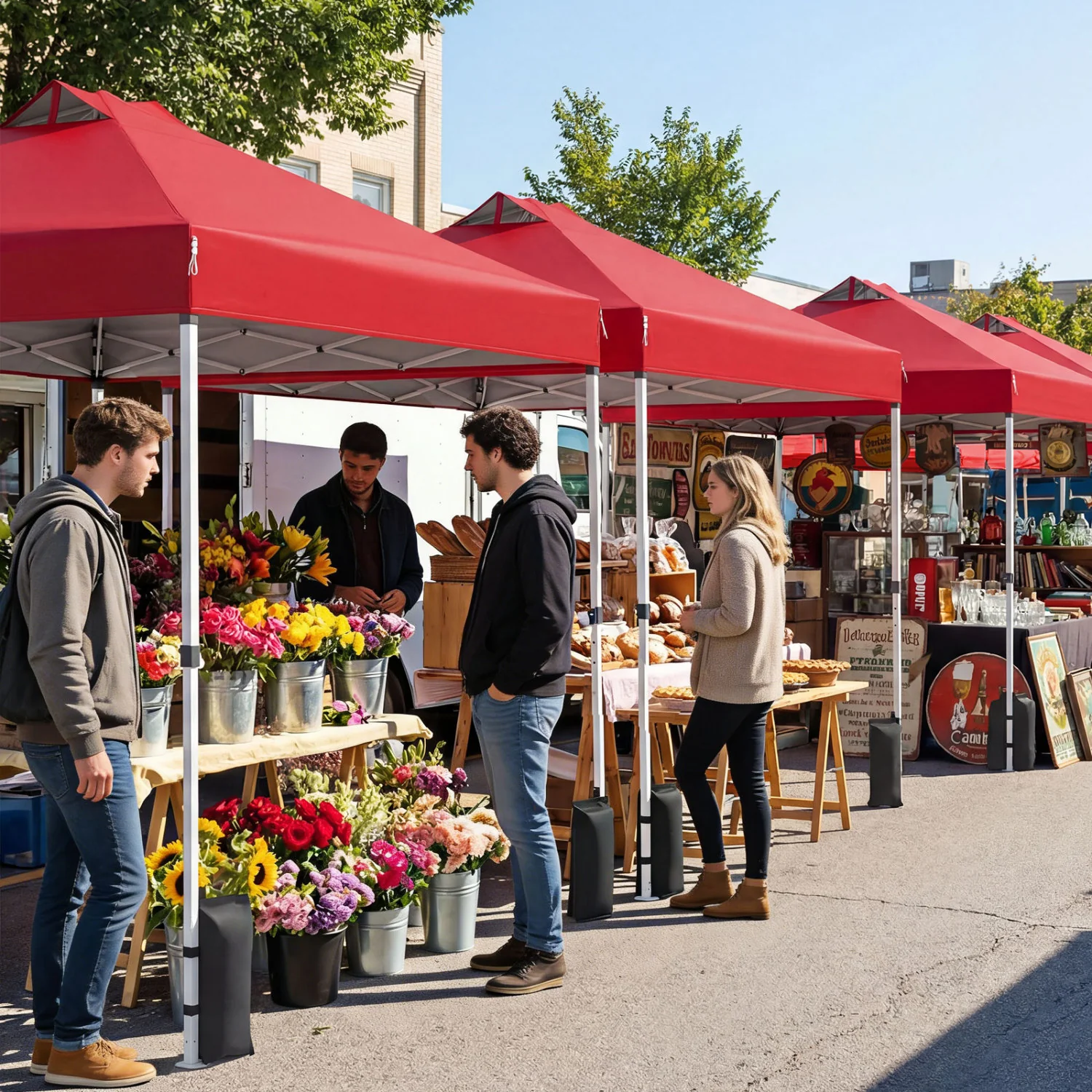 10 x 10 Feet Outdoor Commercial Pop Up Canopy Tent, Red - Image 3