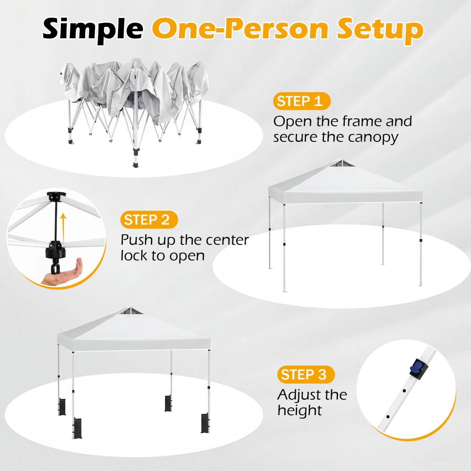 10 x 10 Feet Outdoor Commercial Pop Up Canopy Tent, White - Image 10