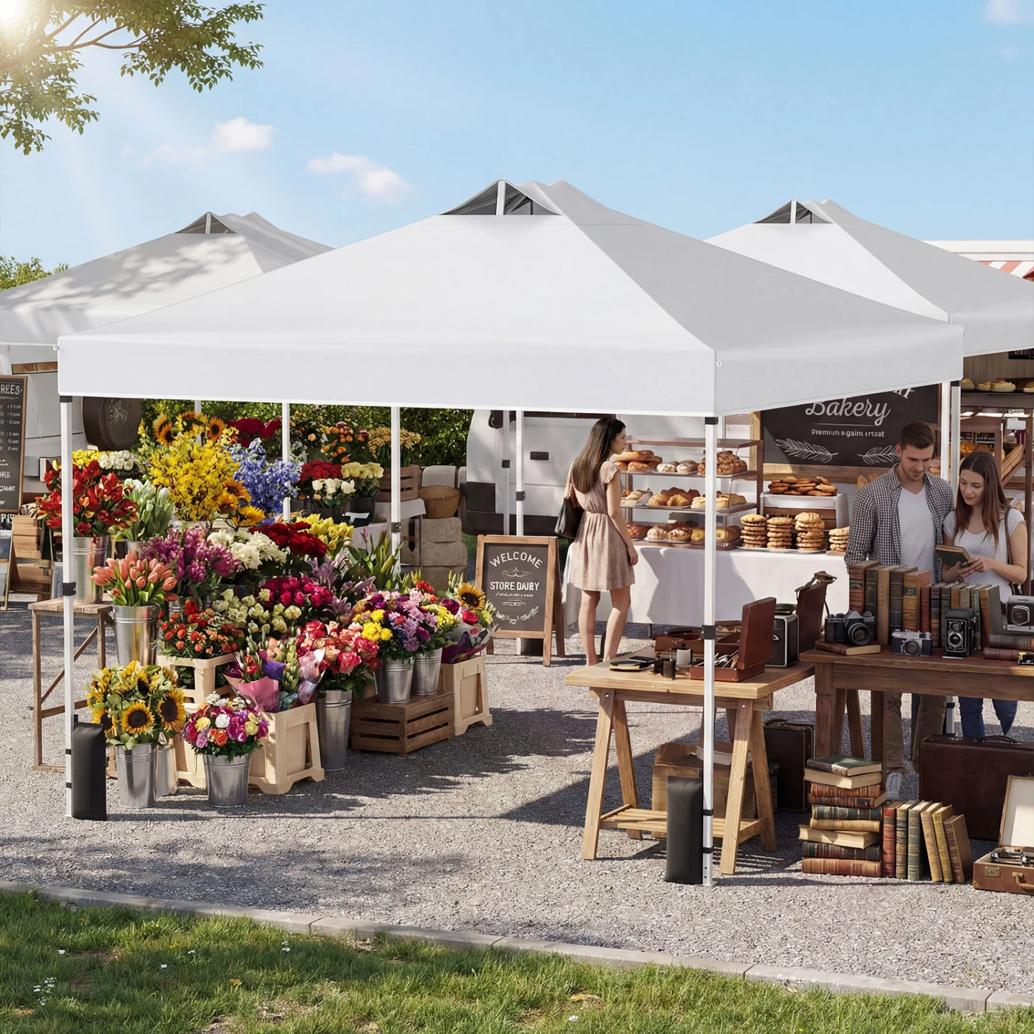10 x 10 Feet Outdoor Commercial Pop Up Canopy Tent, White - Image 3
