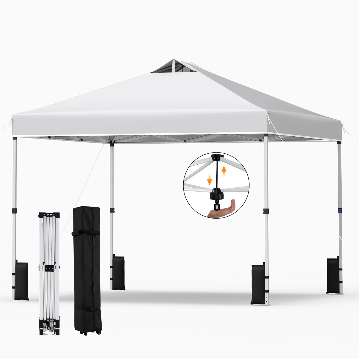 10 x 10 Feet Outdoor Commercial Pop Up Canopy Tent, White - Image 5