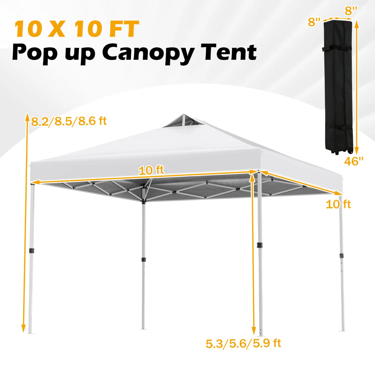 10 x 10 Feet Outdoor Commercial Pop Up Canopy Tent, White - Image 6