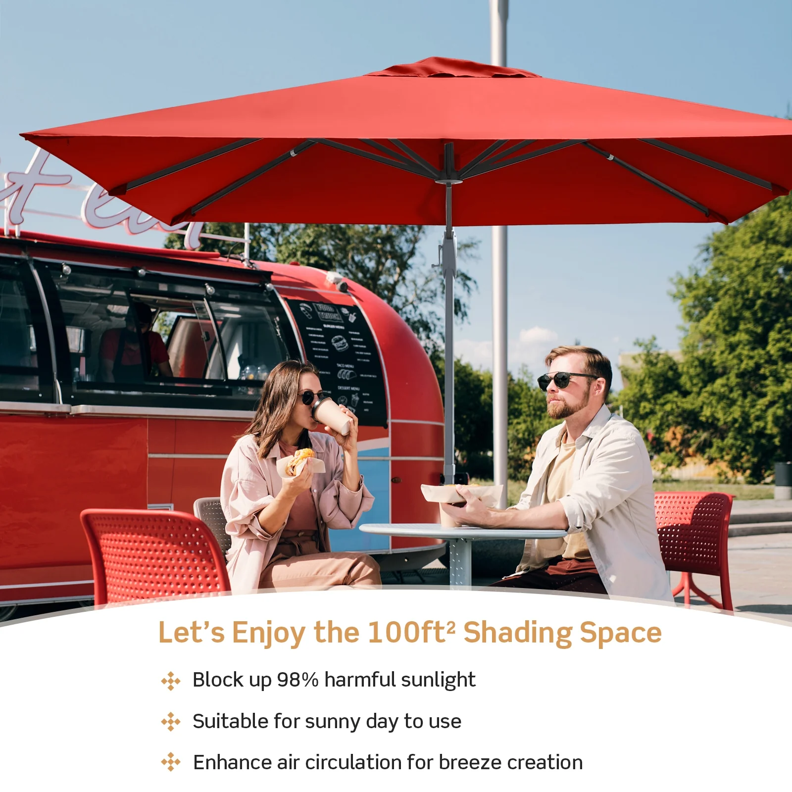 10 x 10 Feet Patio Offset Cantilever Umbrella, Aluminum 360-Degree Rotation Tilt, Orange - Image 10