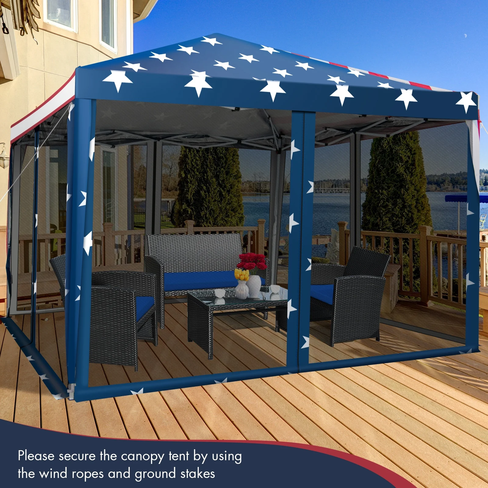 10 x 10 Feet Pop-Up Canopy Tent, Navy - Image 3
