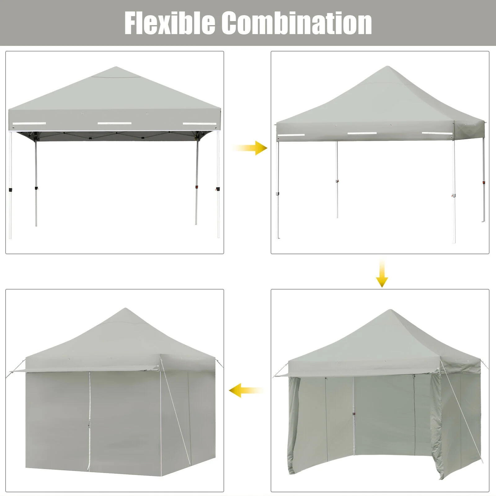 10 x 10 Feet Pop Up Gazebo, Adjustable Folding Awning, Gray - Image 9