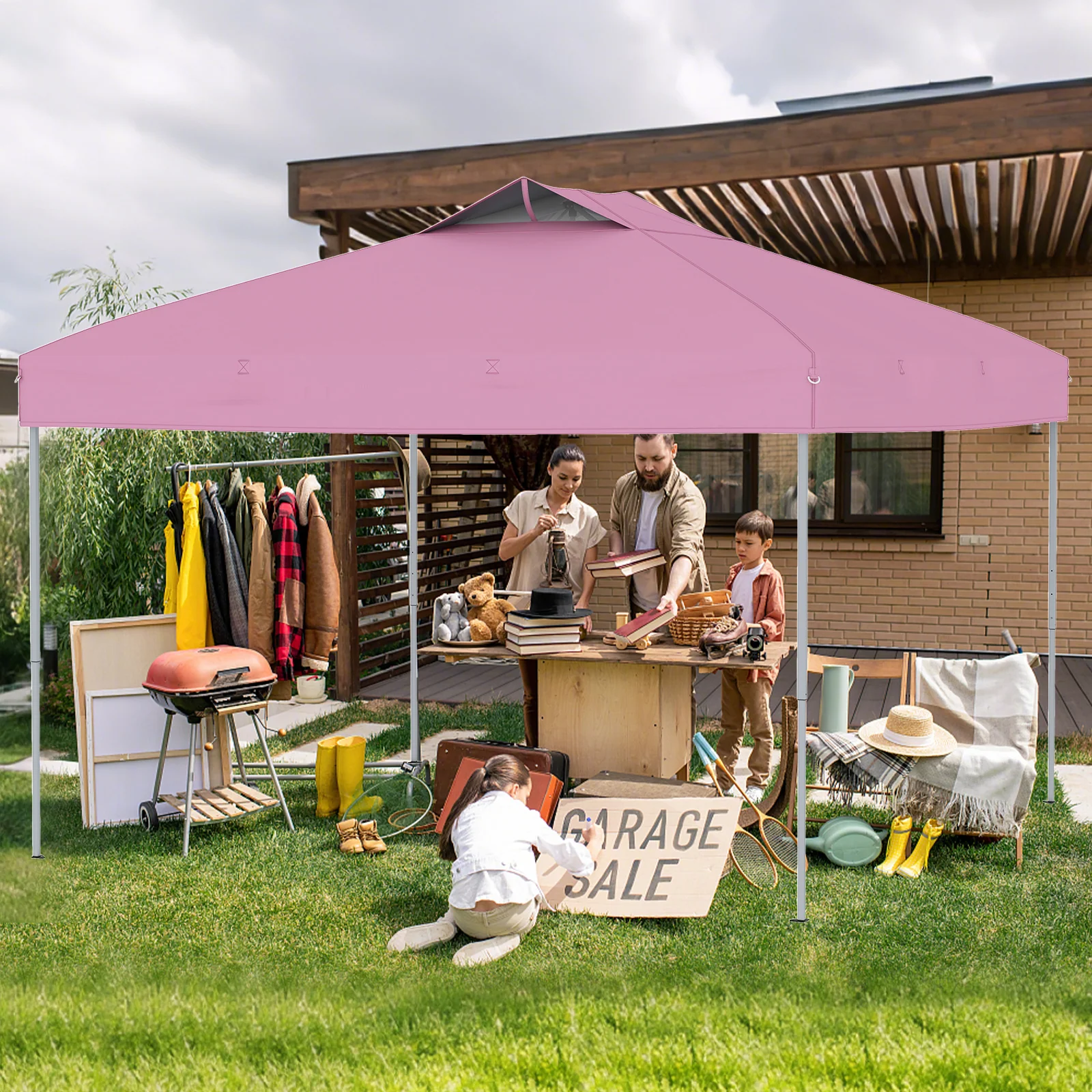 10 X 10 FT Foldable Patio Shelter Canopy Tent, Pink - Image 2