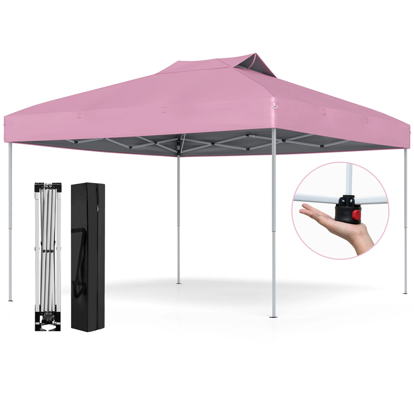 10 X 10 FT Foldable Patio Shelter Canopy Tent, Pink - Image 4