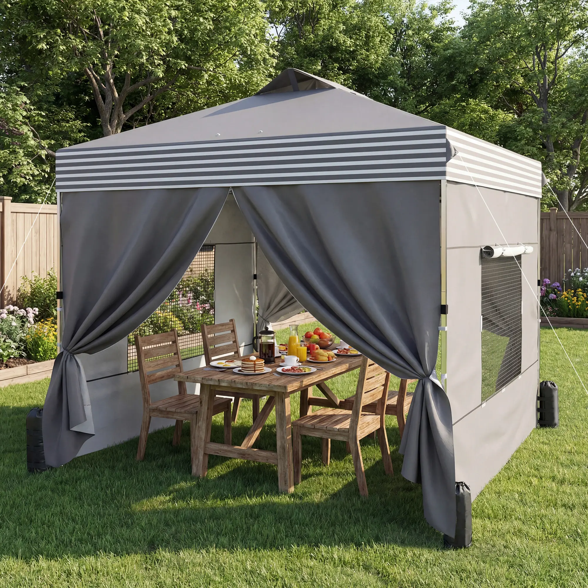 10 x 10 ft Pop Up Canopy Tent, 4 Sidewalls, UPF 50+, Wheeled Bag, Dark Grey - Image 8