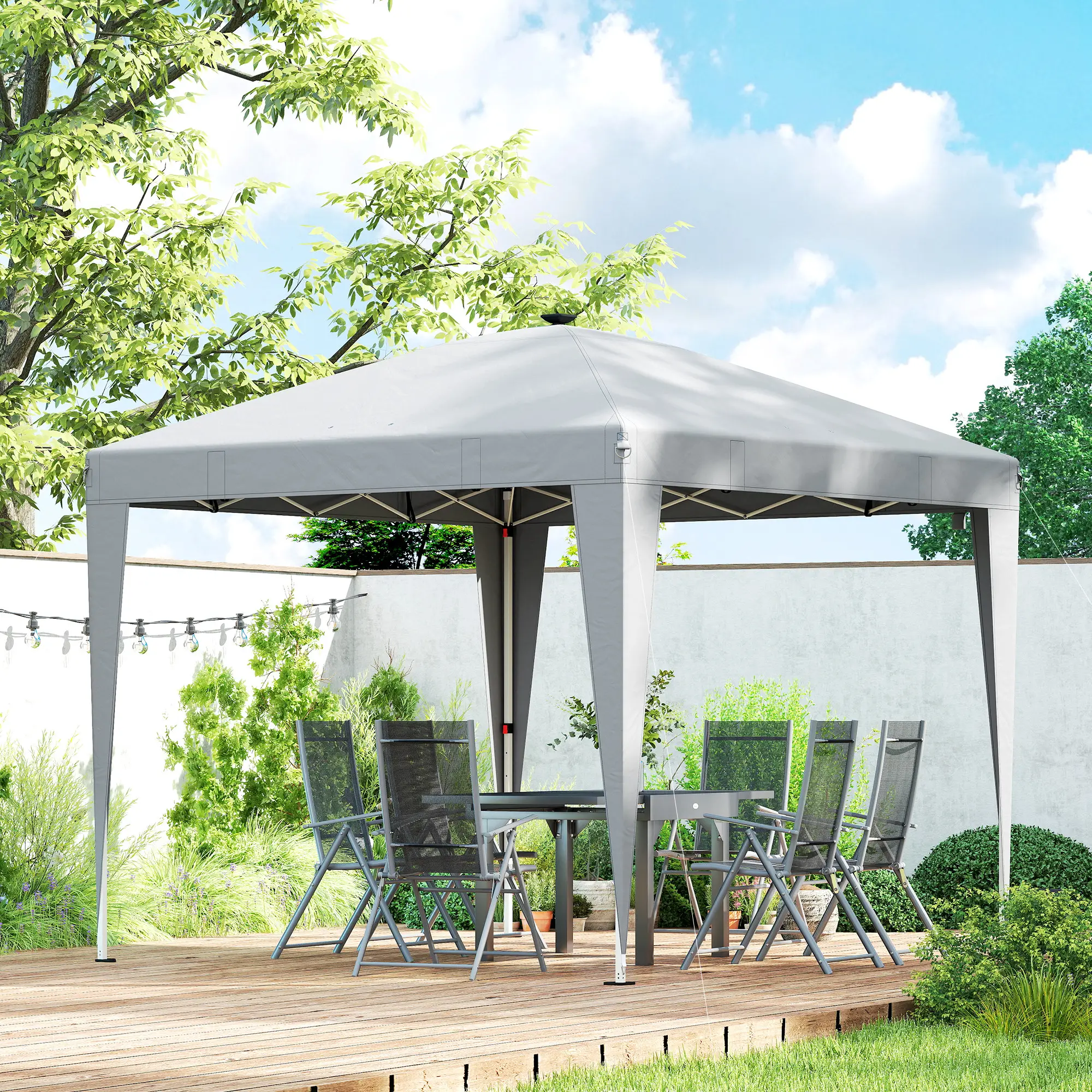 10 x 10 ft Pop Up Canopy Tent, Remote Control, UPF 50+, Light Grey - Image 10