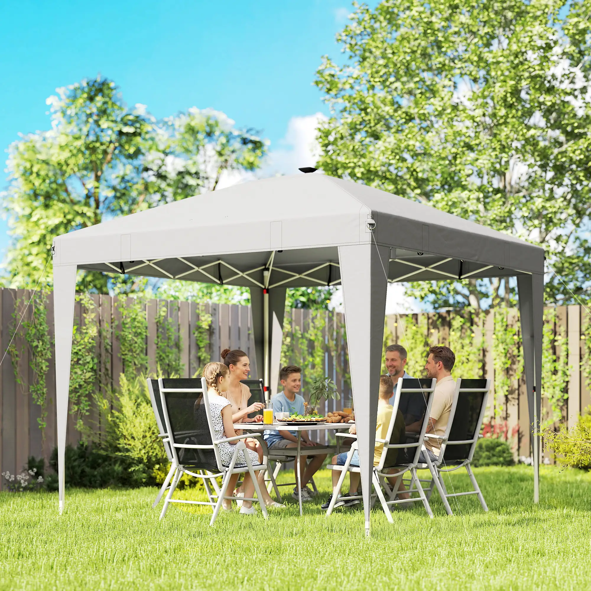 10 x 10 ft Pop Up Canopy Tent, Remote Control, UPF 50+, Light Grey - Image 2