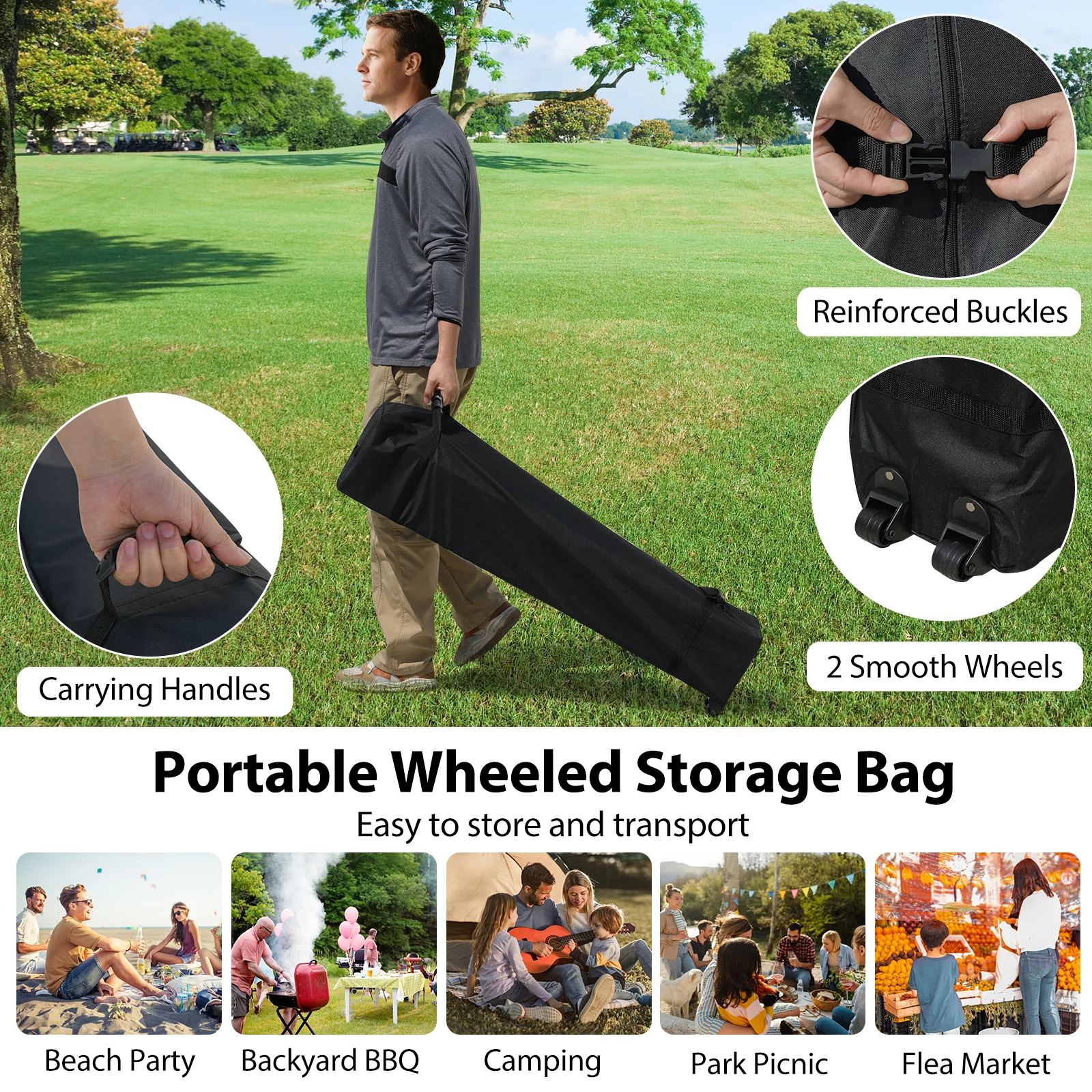 10 X 10 FT Pop Up Canopy Tent, With Sidewall And Wheeled Bag, Blue - Image 10