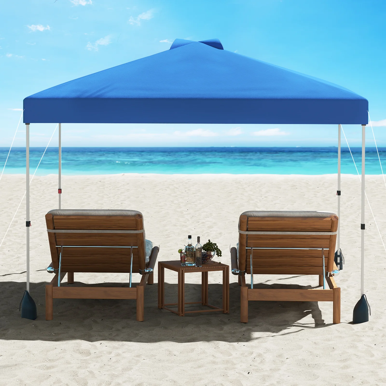 10 X 10 FT Pop Up Canopy Tent, With Sidewall And Wheeled Bag, Blue - Image 6