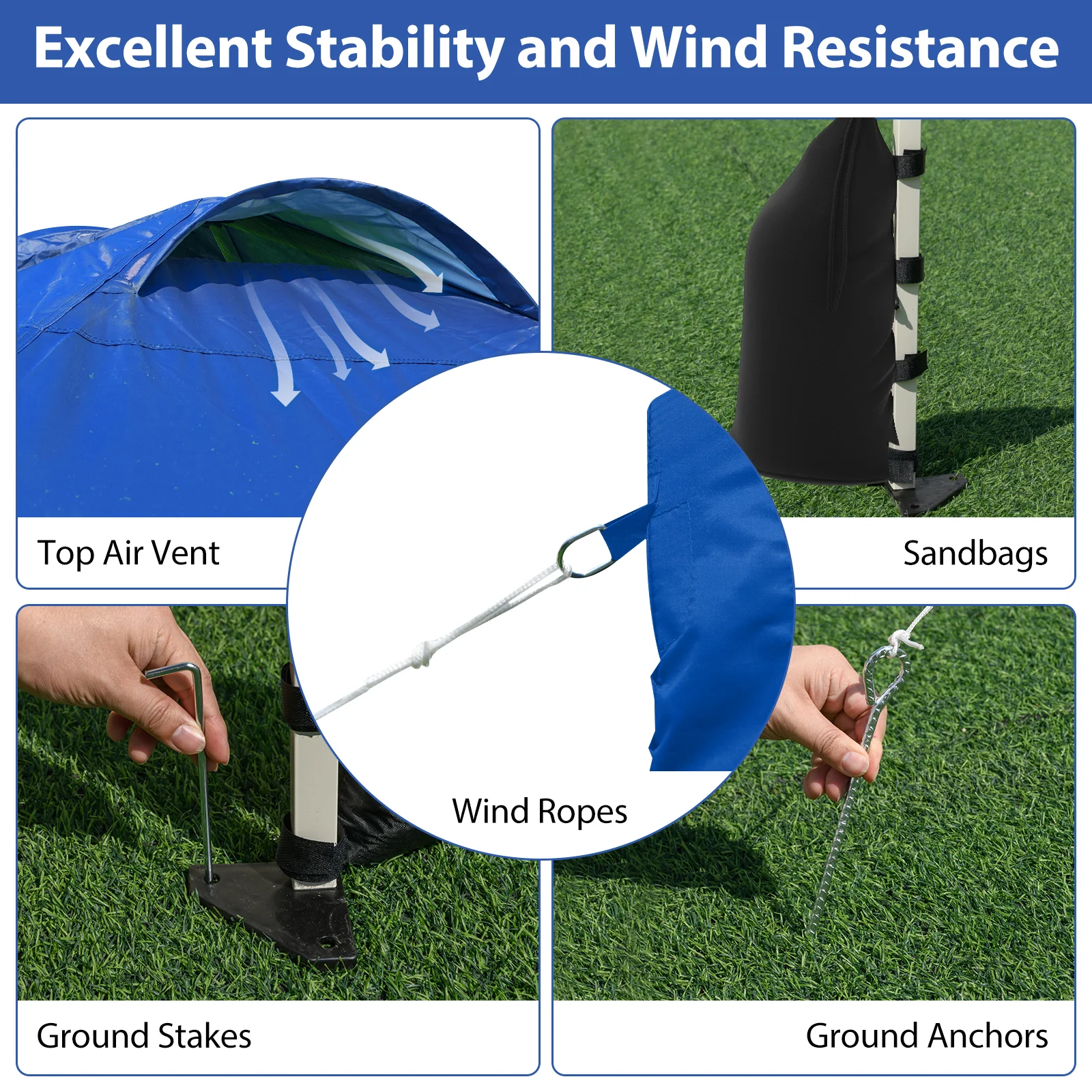 10 X 10 FT Pop Up Canopy Tent, With Sidewall And Wheeled Bag, Blue - Image 8