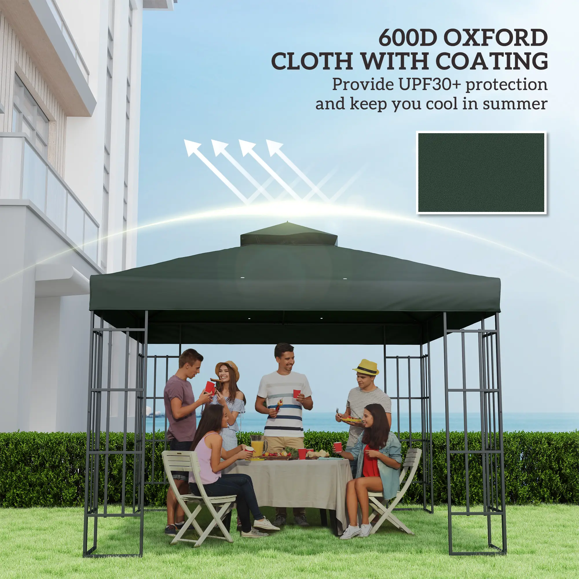 10' x 10' Gazebo Canopy Replacement Cover, UPF30+, Top Cover Only, Green - Image 6