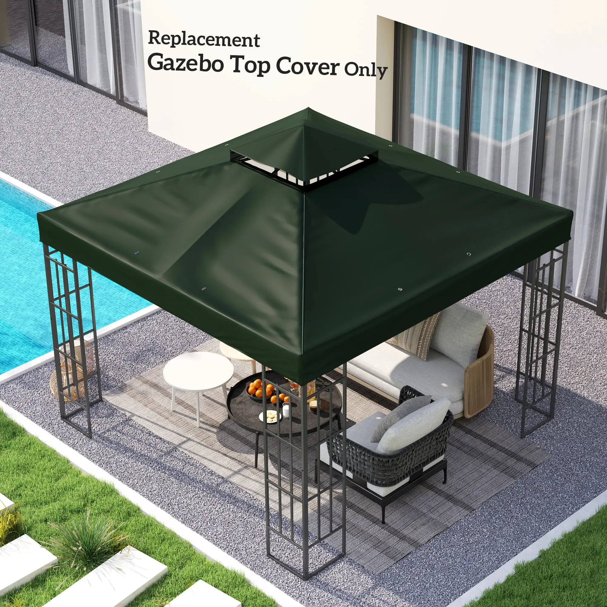 10' x 10' Gazebo Canopy Replacement Cover, UPF30+, Top Cover Only, Green - Image 7