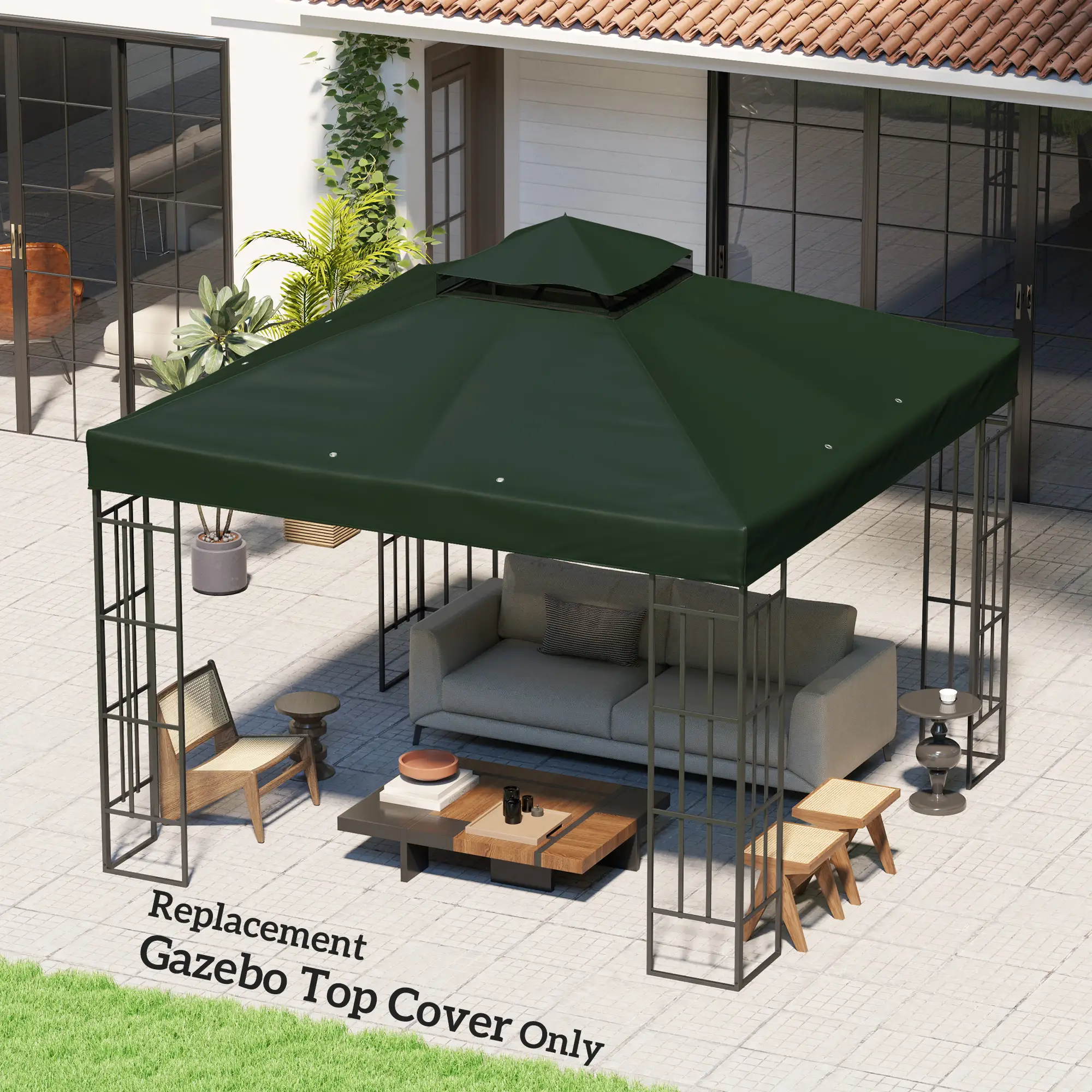 10' x 10' Gazebo Canopy Replacement Cover, UPF30+, Top Cover Only, Green - Image 8