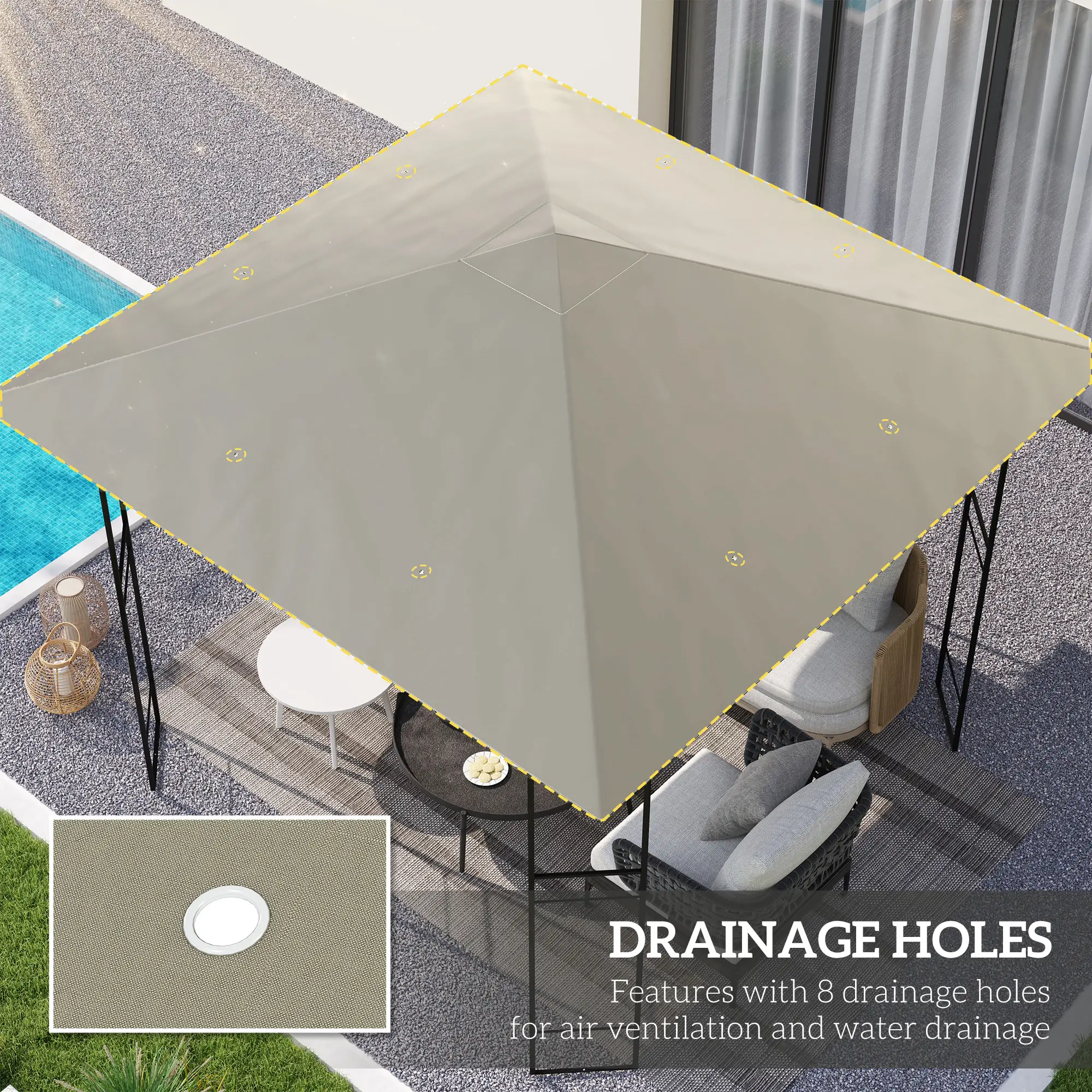 10' x 10' Gazebo Replacement Cover, UPF30+, Grey - Image 4