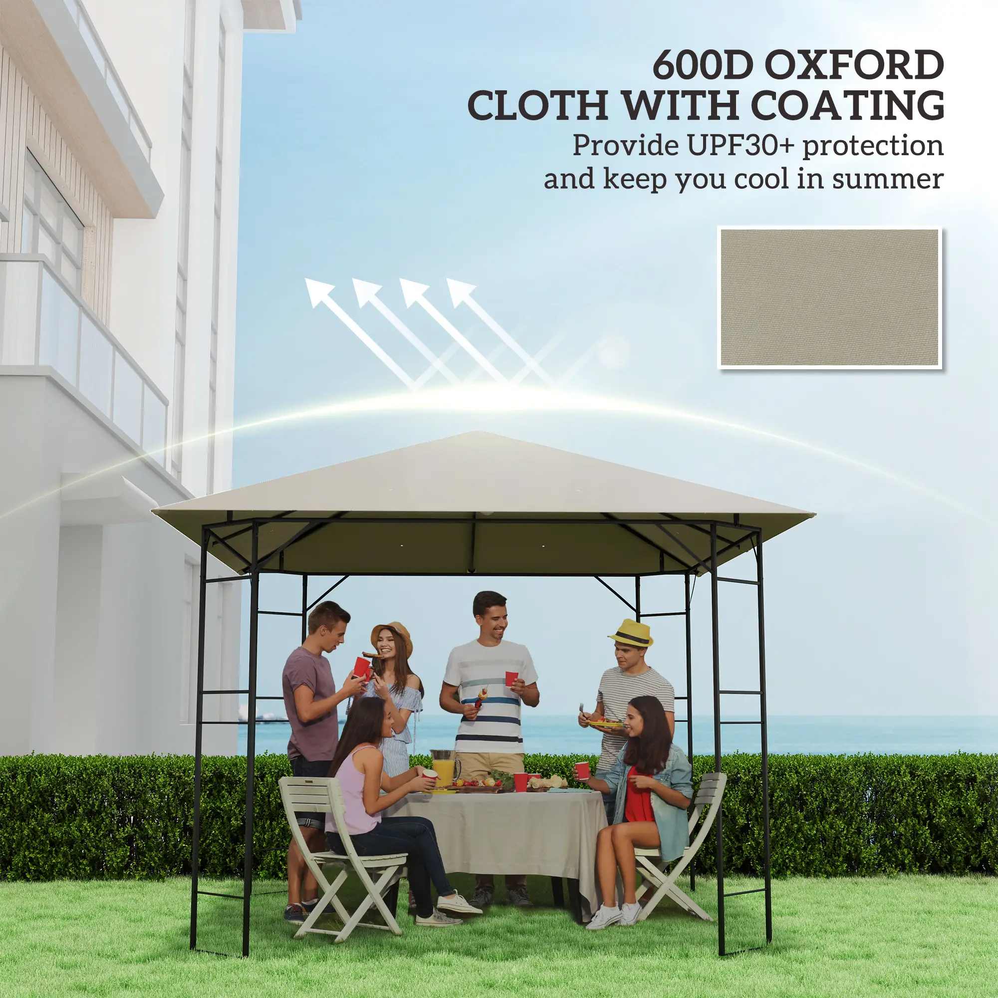 10' x 10' Gazebo Replacement Cover, UPF30+, Grey - Image 6