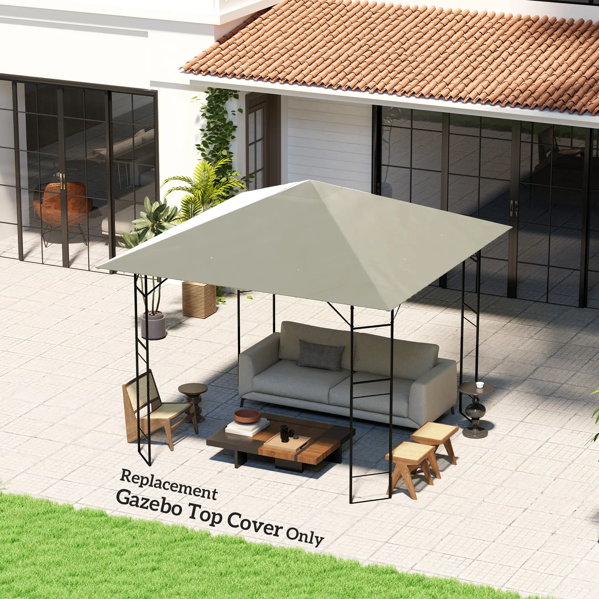 10' x 10' Gazebo Replacement Cover, UPF30+, Grey - Image 8