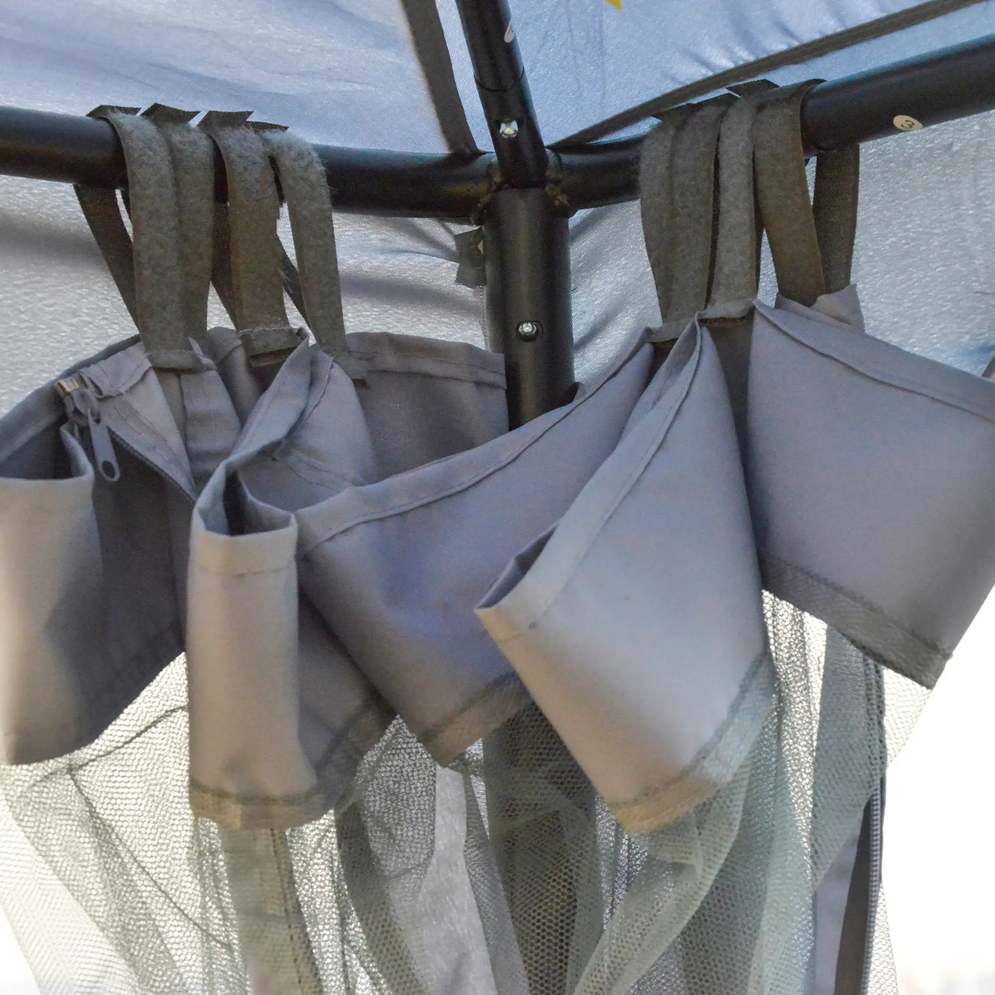10' x 10' Gazebo, Steel Frame, Mosquito Netting, Grey - Image 11