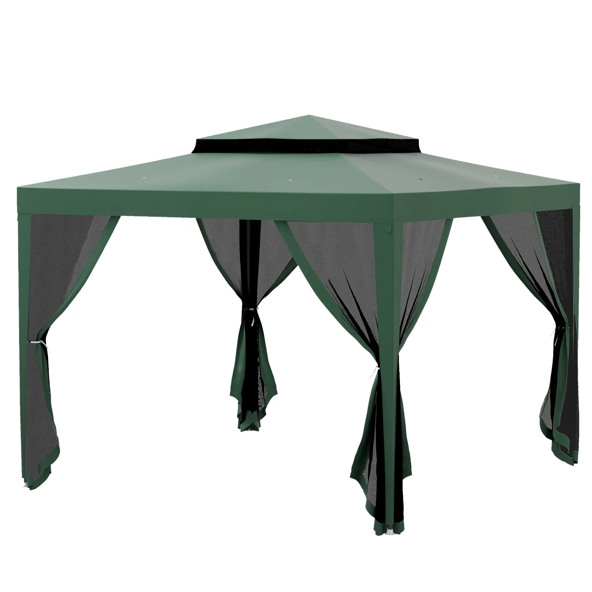 10' x 10' Outdoor Canopy Tent, Mesh Netting, Double Tier Roof