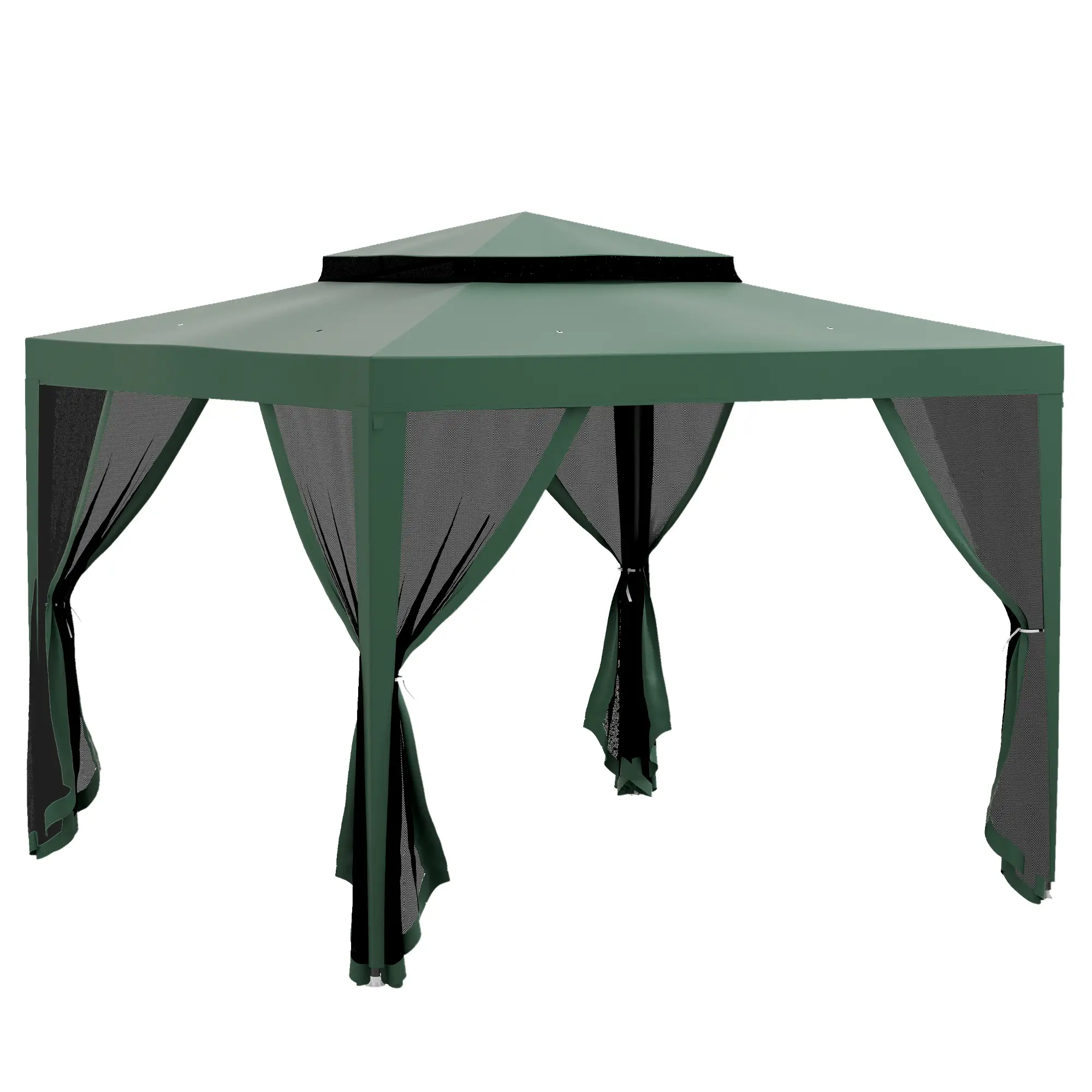 10' x 10' Outdoor Canopy Tent, Mesh Netting, Double Tier Roof - Image 11