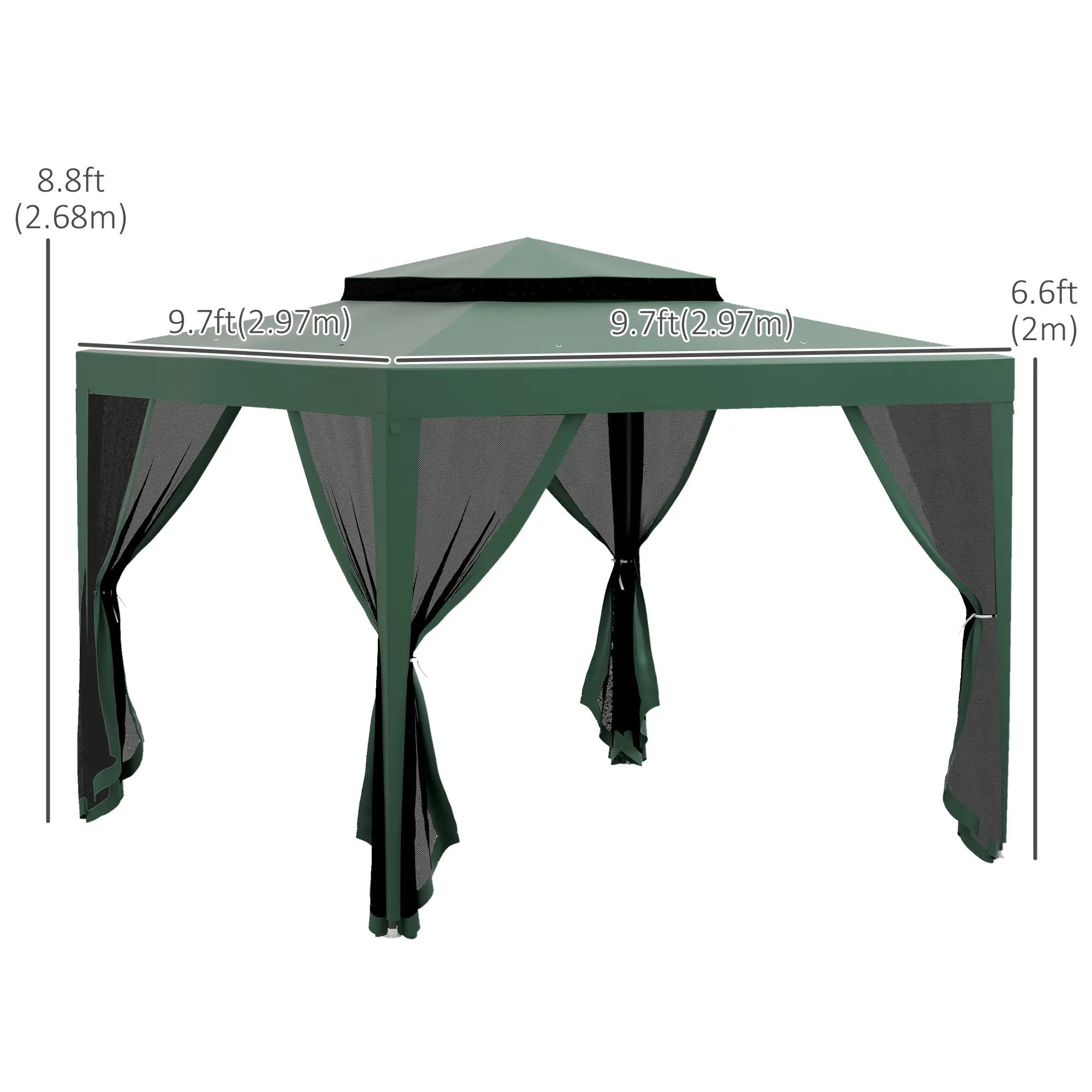 10' x 10' Outdoor Canopy Tent, Mesh Netting, Double Tier Roof - Image 3