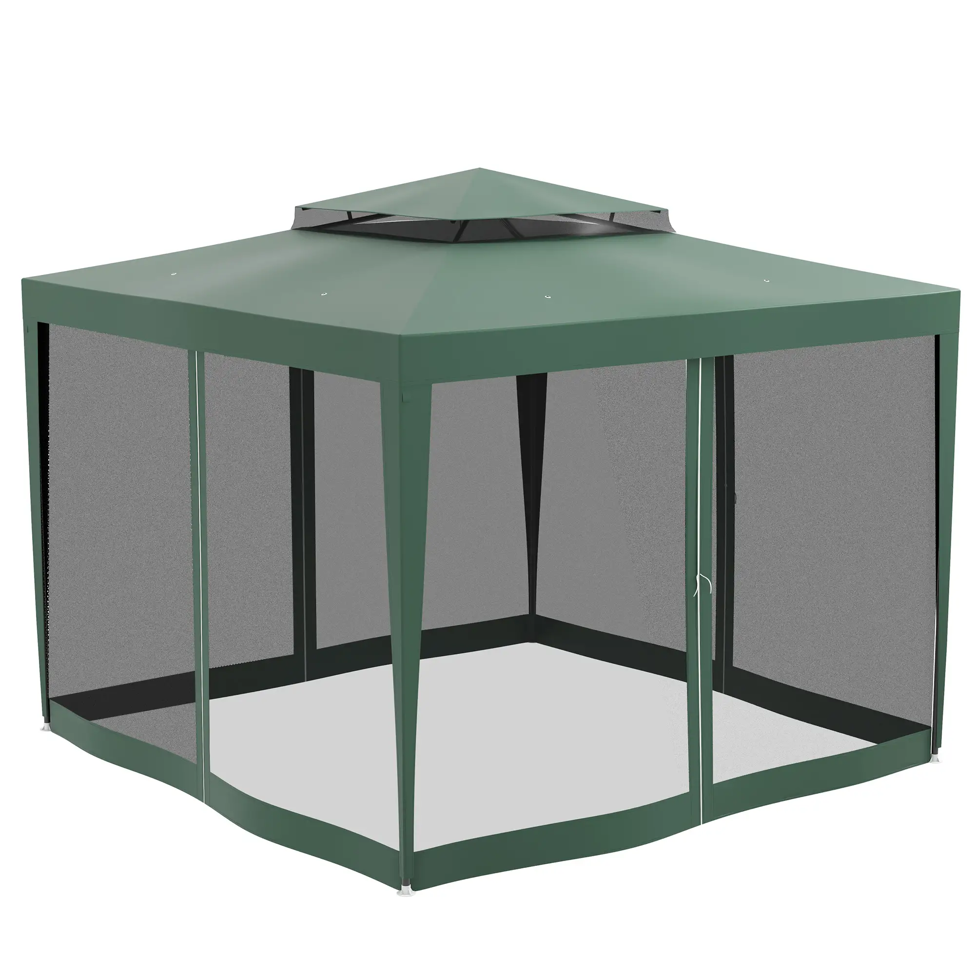 10' x 10' Outdoor Canopy Tent, Mesh Netting, Double Tier Roof - Image 7