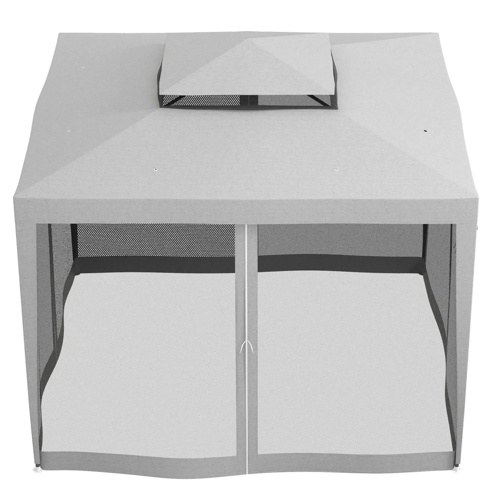 10' x 10' Outdoor Canopy Tent, Mesh Netting, Double Tier Roof, Grey - Image 7