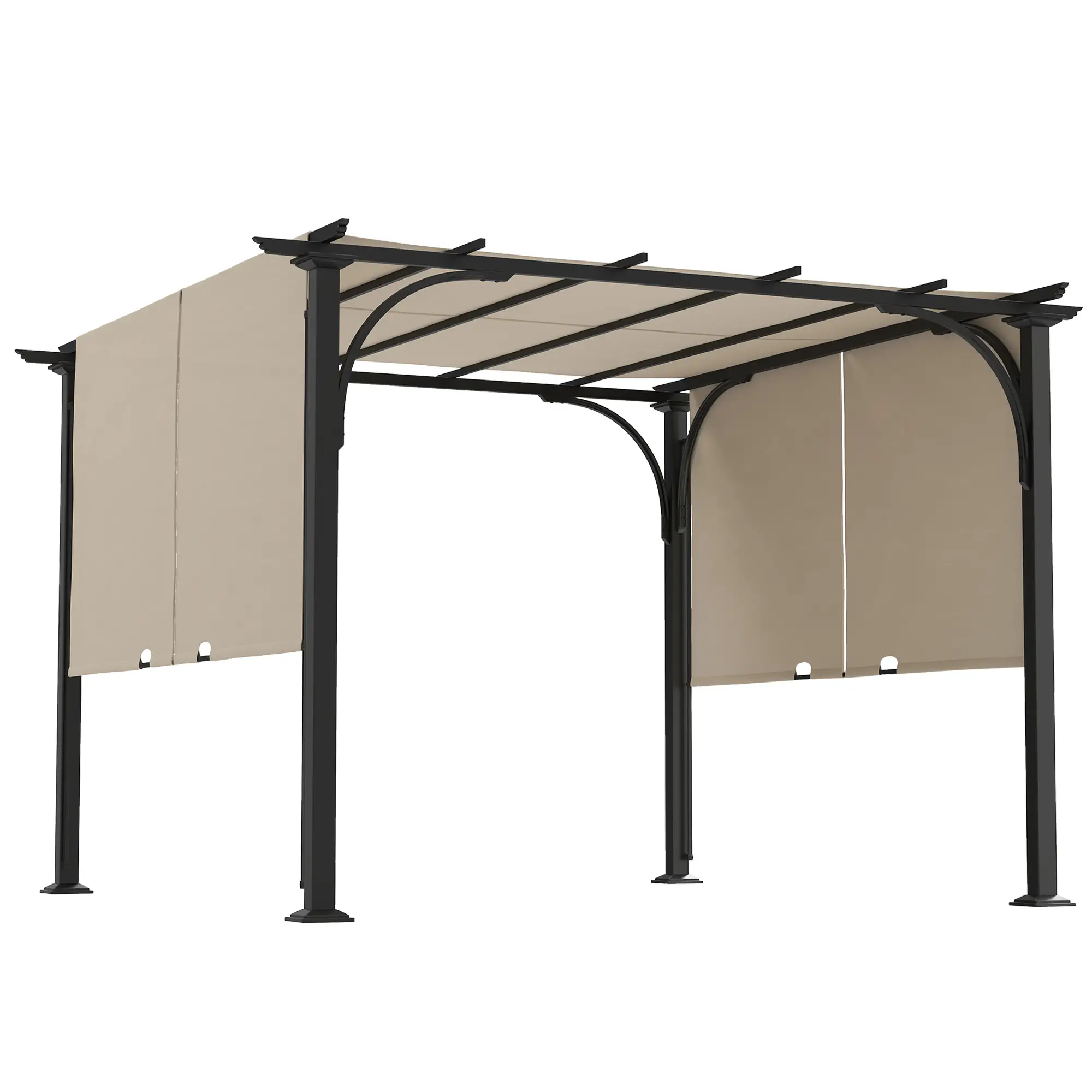 10' x 10' Outdoor Pergola, Steel Frame, Beige