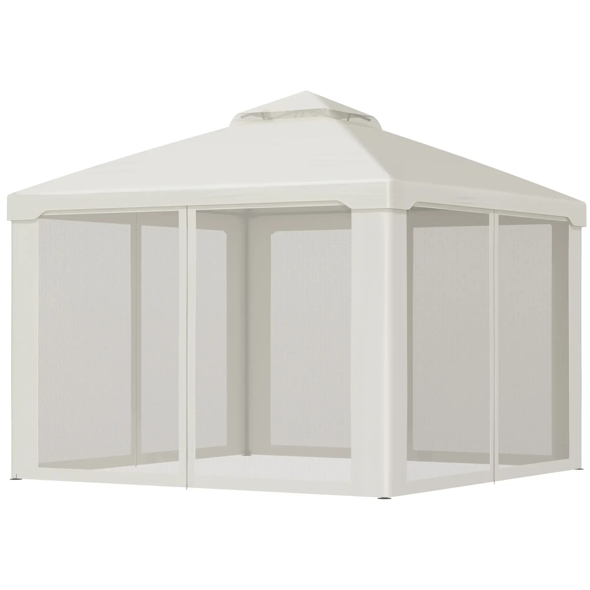 10' x 10' Patio Gazebo, Steel Frame, Mosquito Netting, Cream White - Image 13